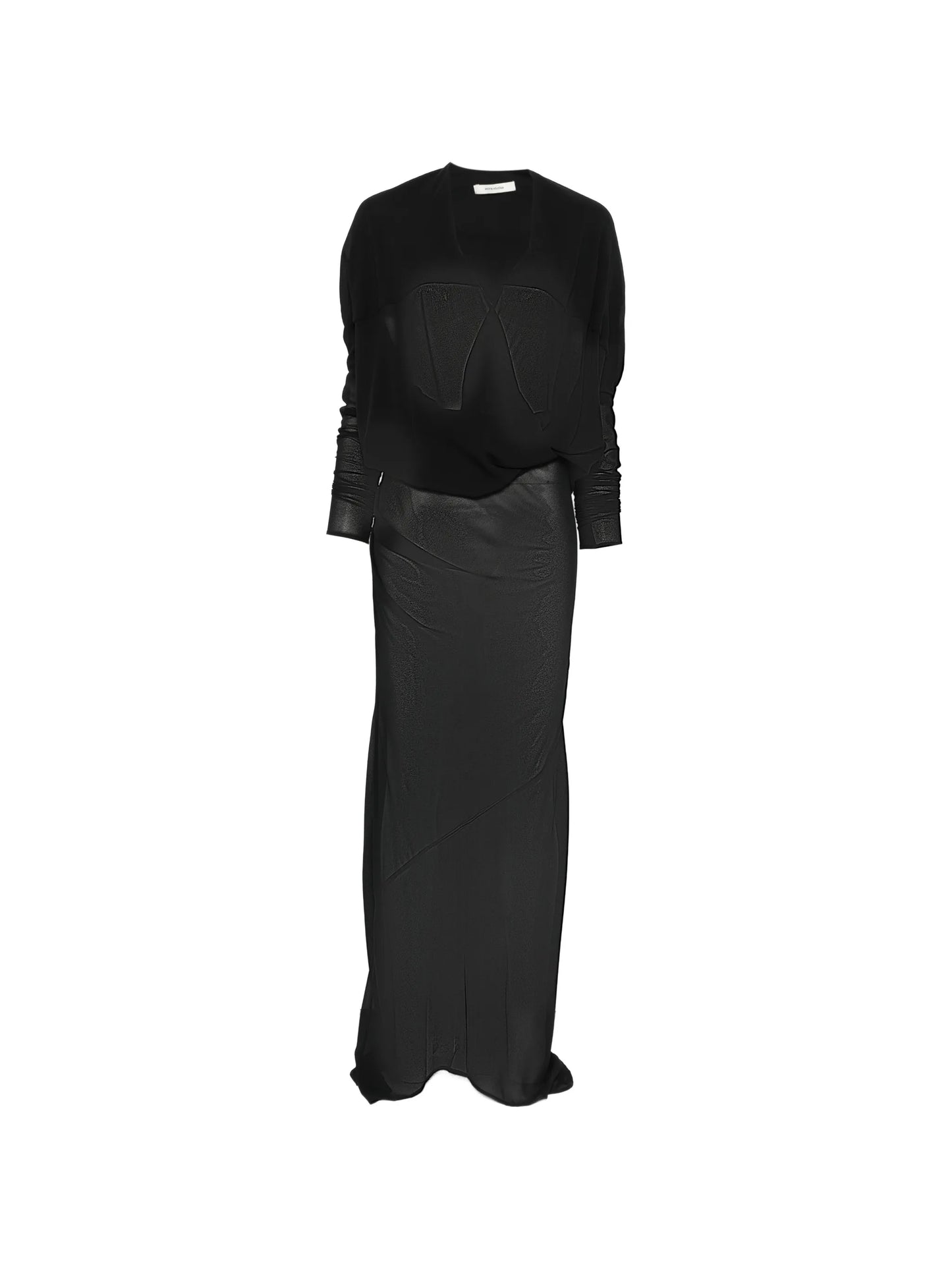 sheer-panel V-neck maxi wrap dress