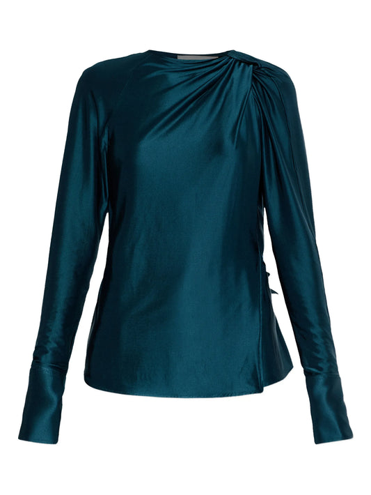 open-back long-sleeve blouse