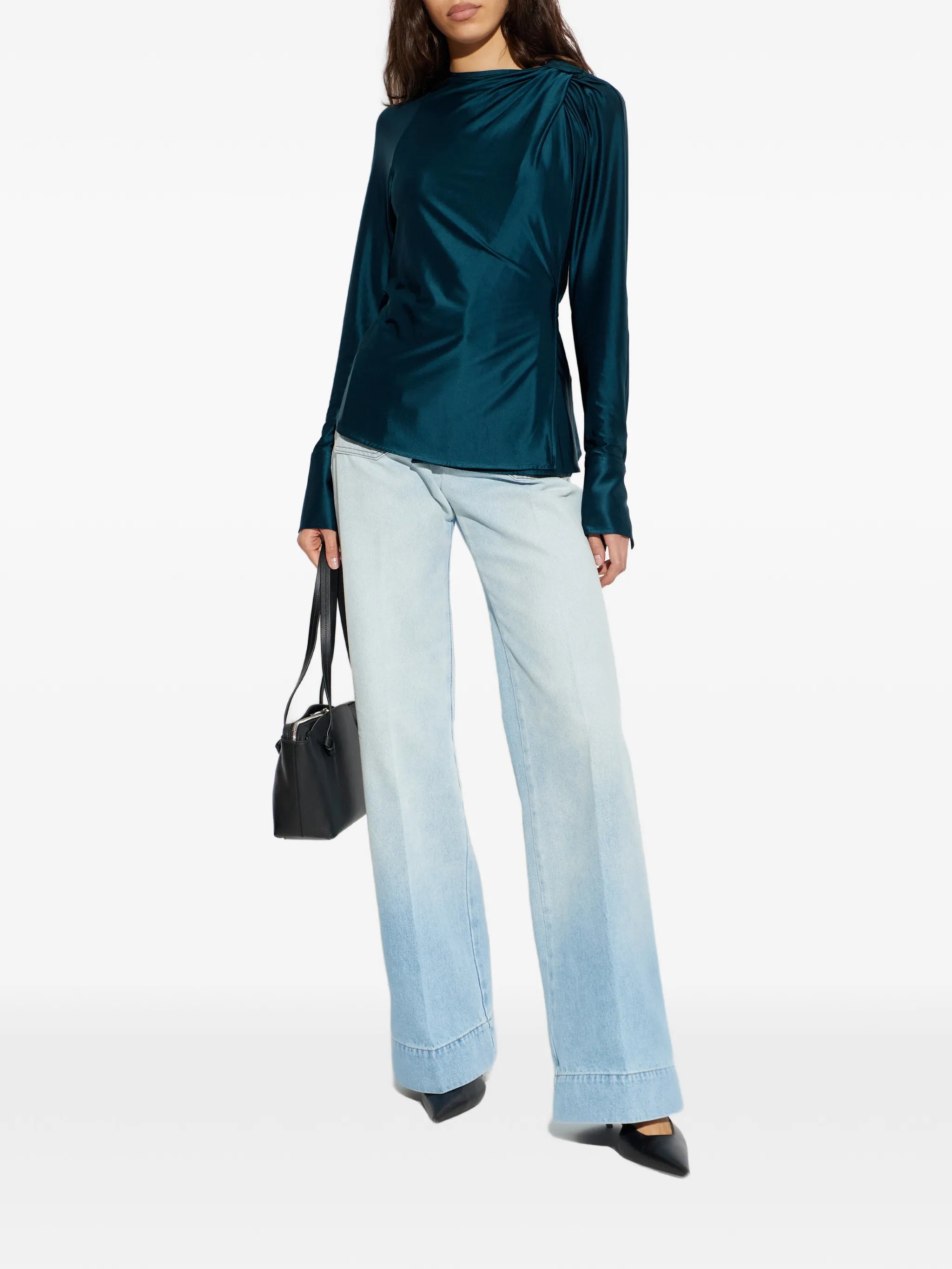 open-back long-sleeve blouse