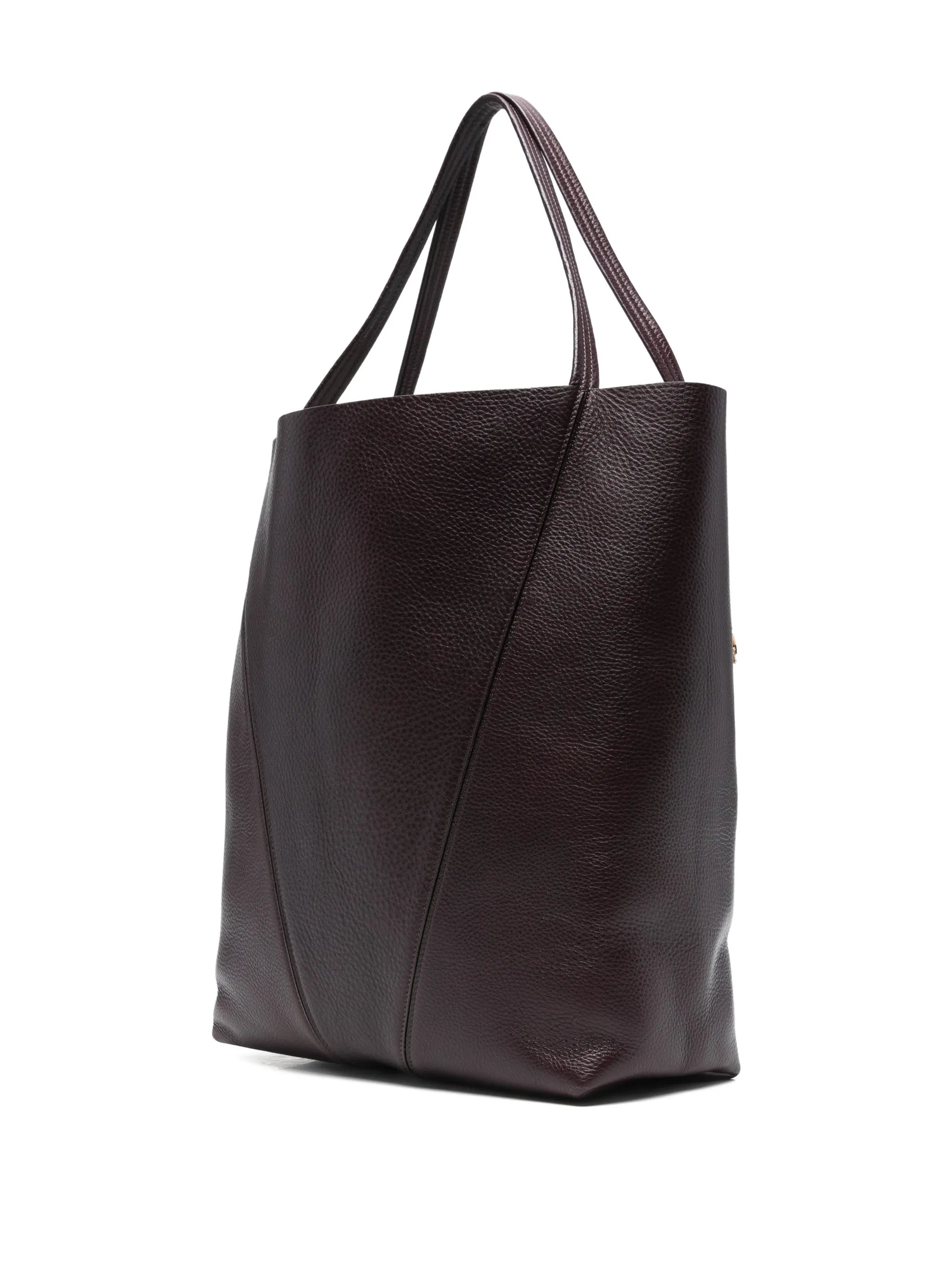 large Spin grained-leather tote bag
