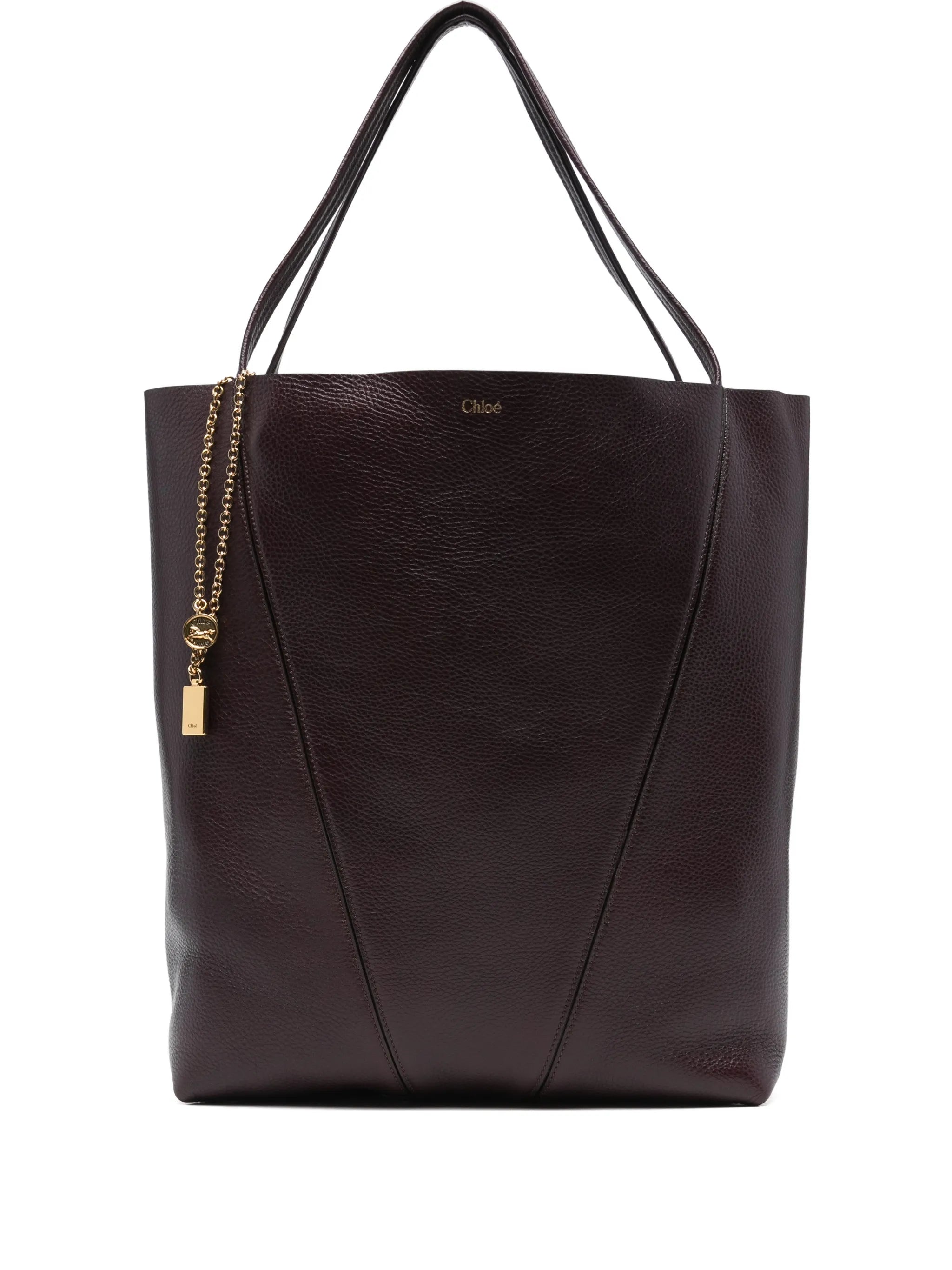 large Spin grained-leather tote bag