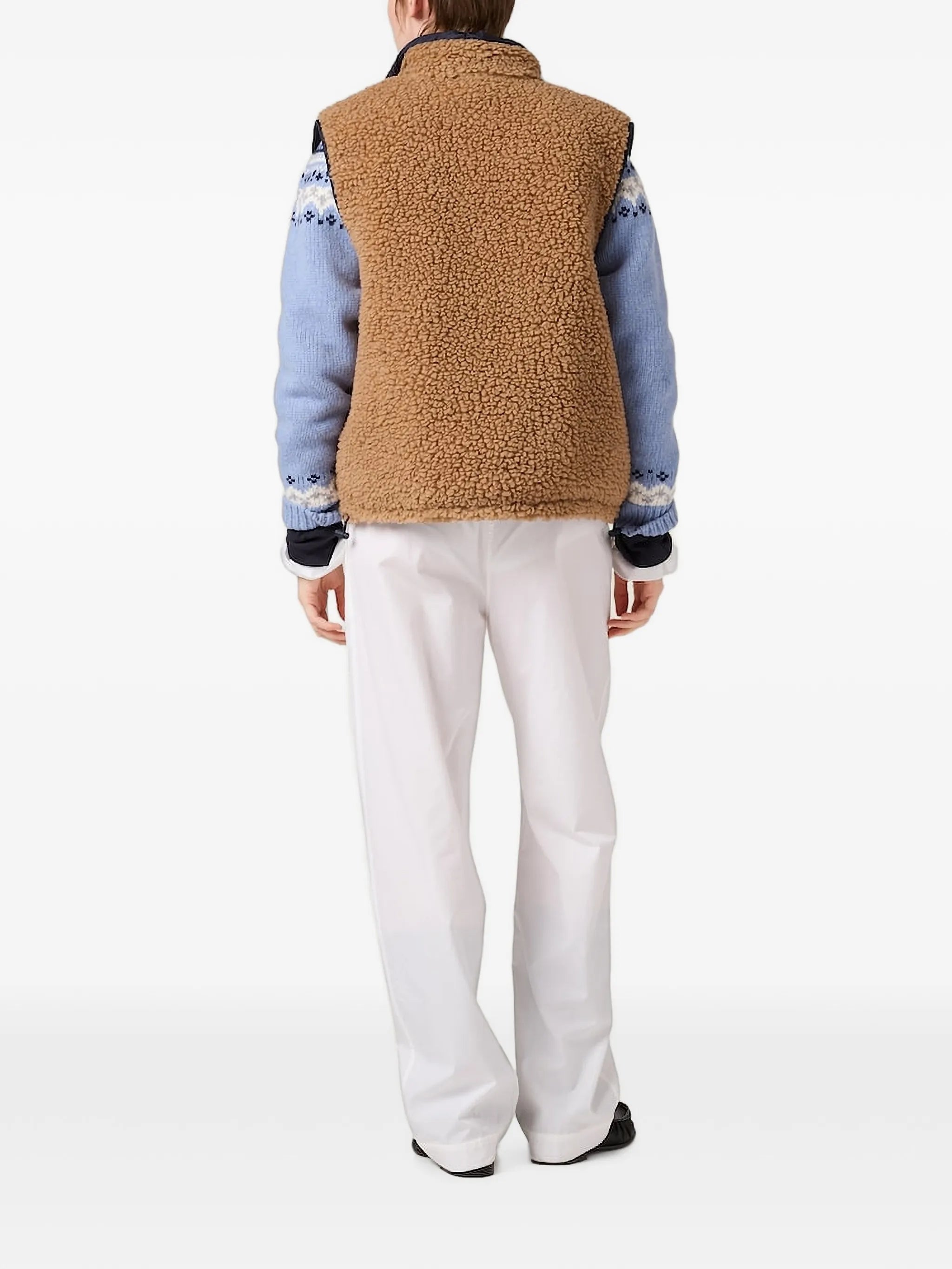 teddy down vest with technical pongé