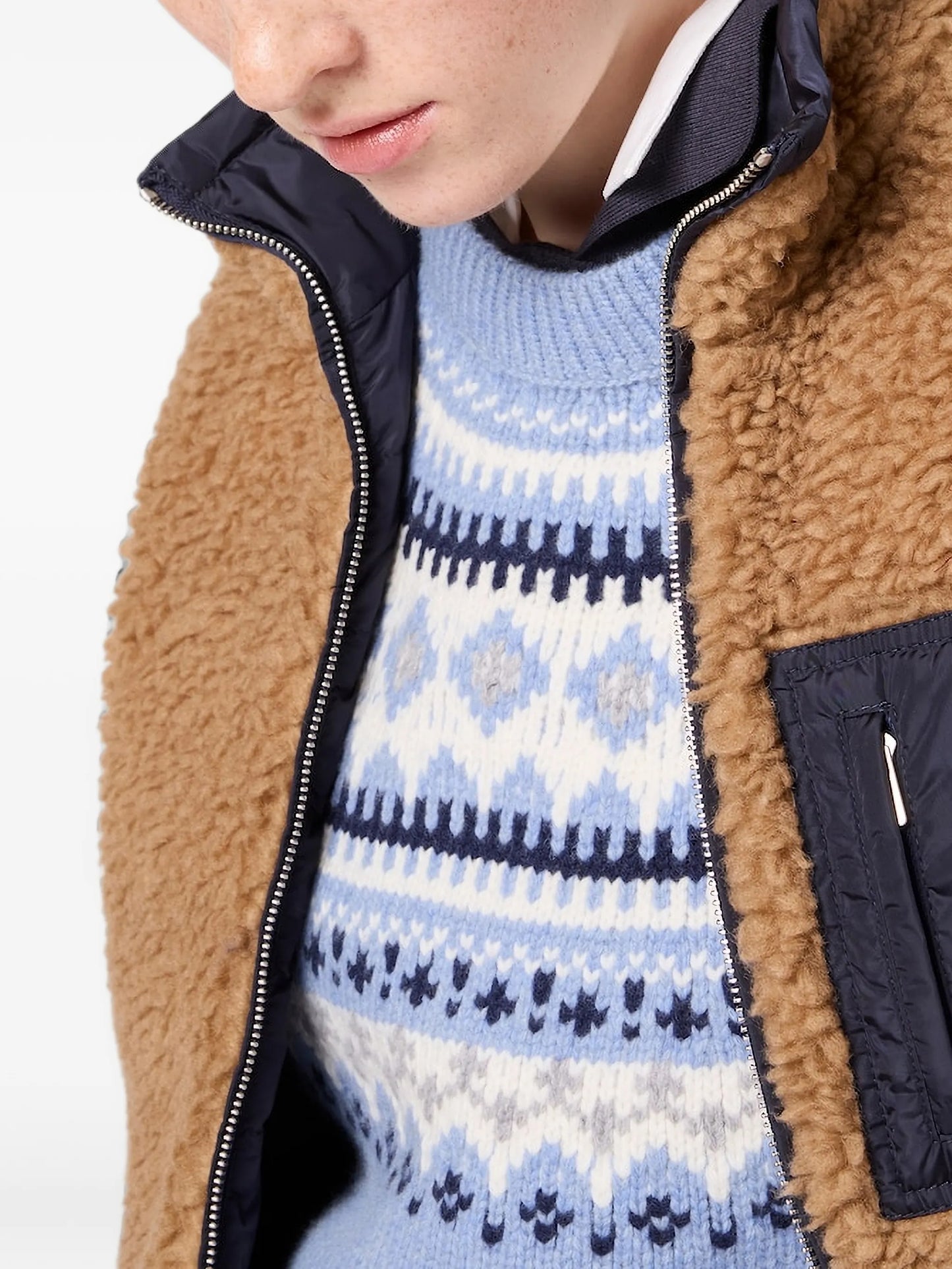 teddy down vest with technical pongé