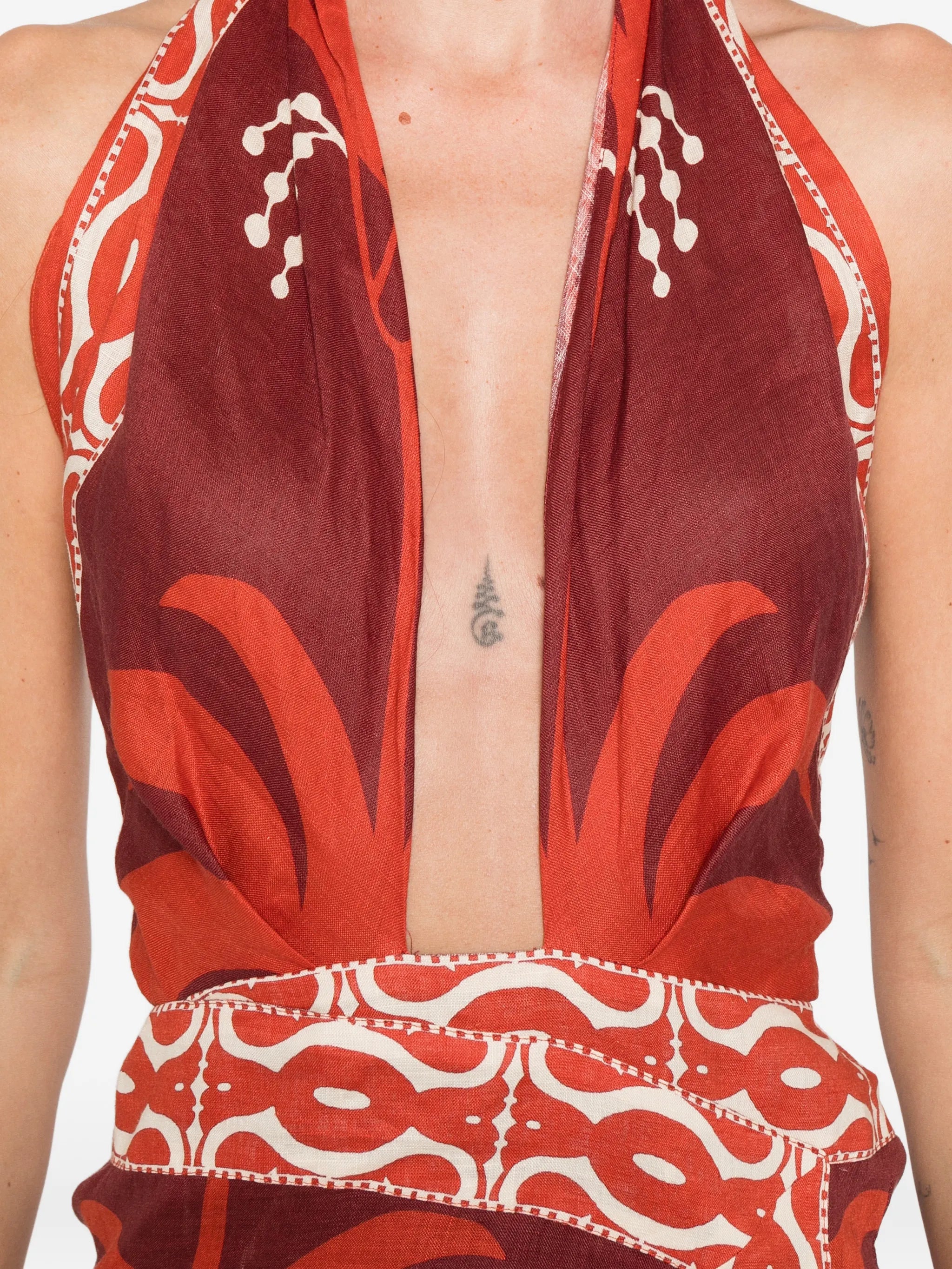 Buen Viento printed halterneck dress