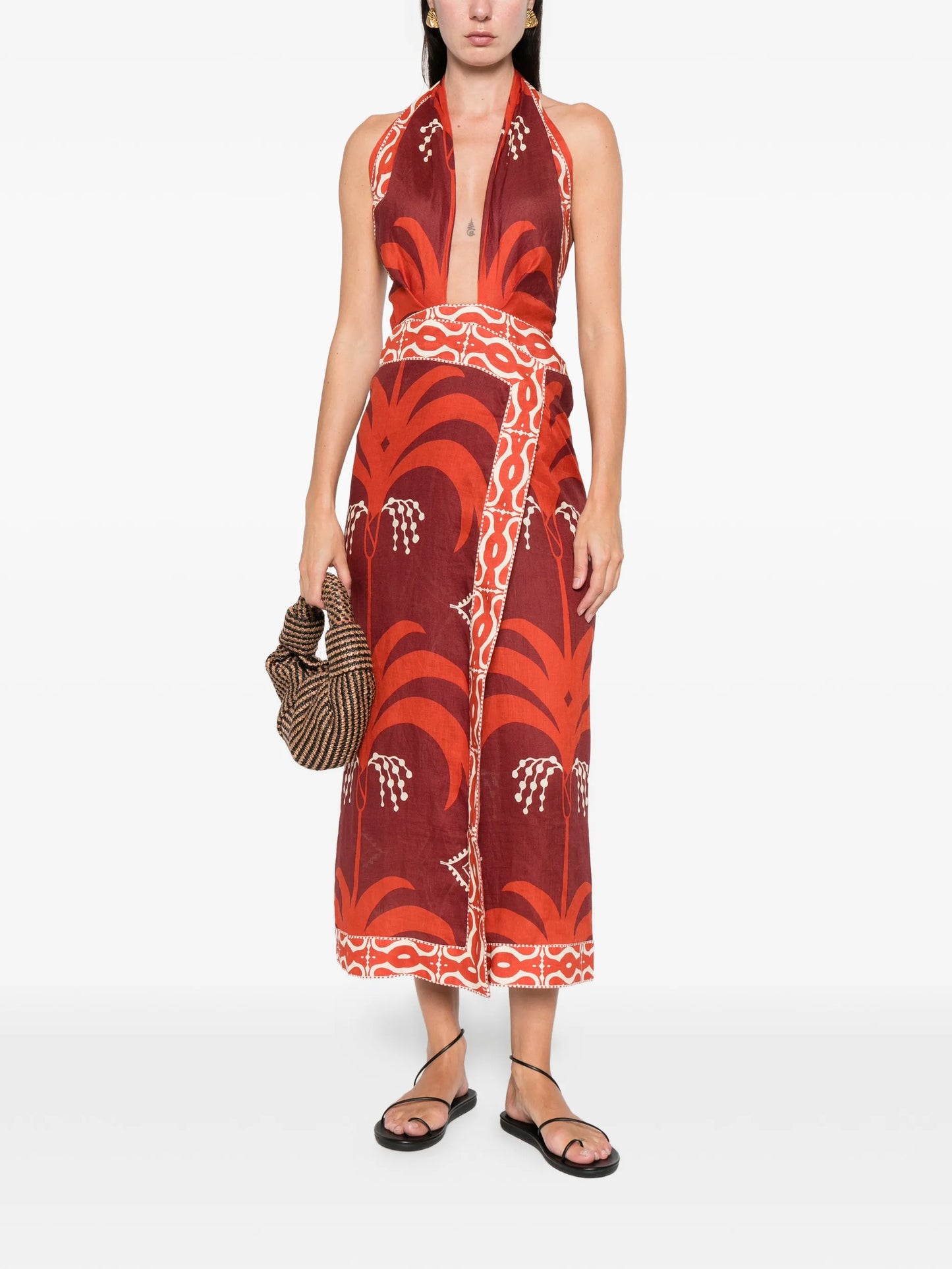 Buen Viento printed halterneck dress