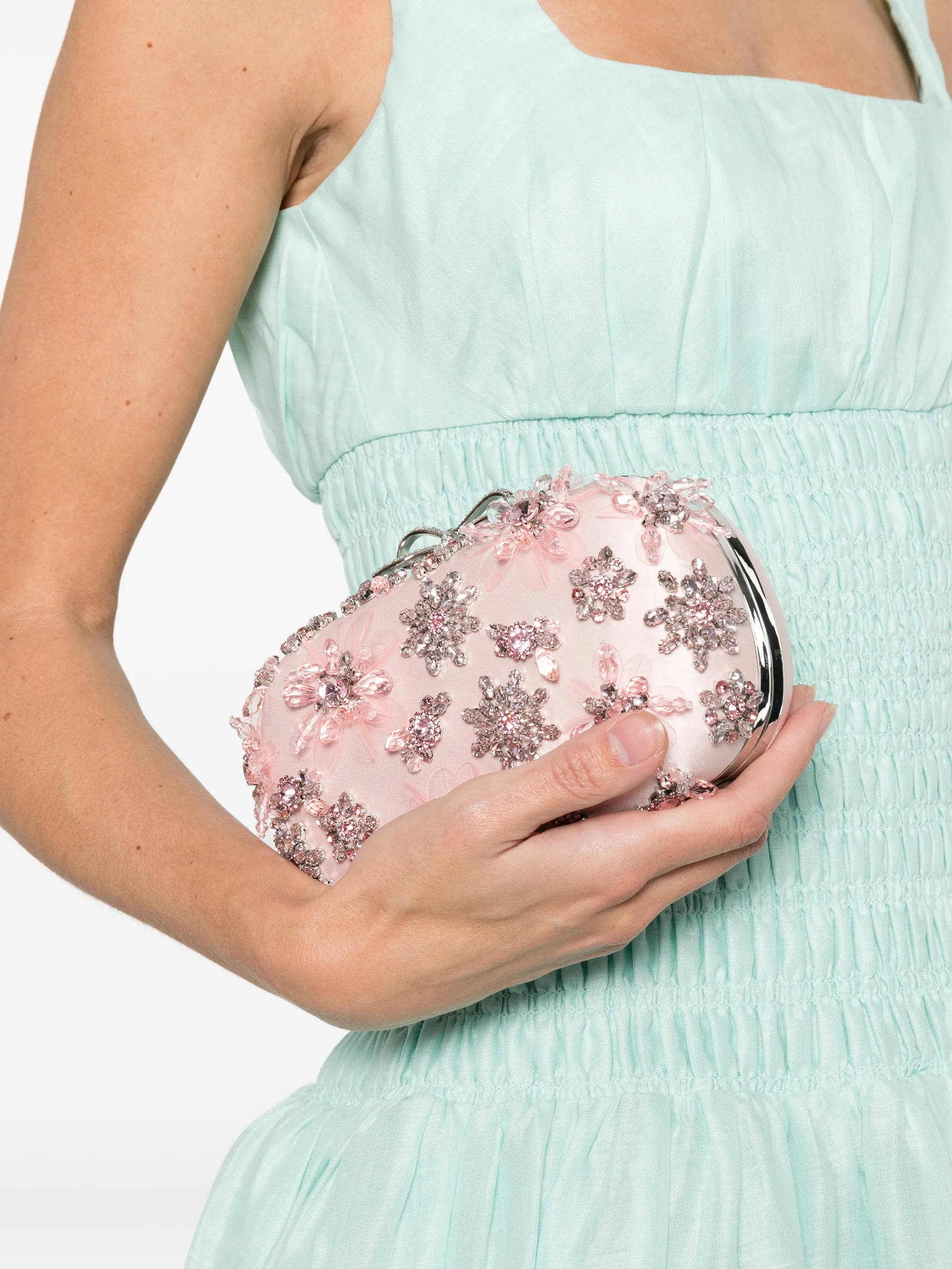 floral-embellished clutch bag