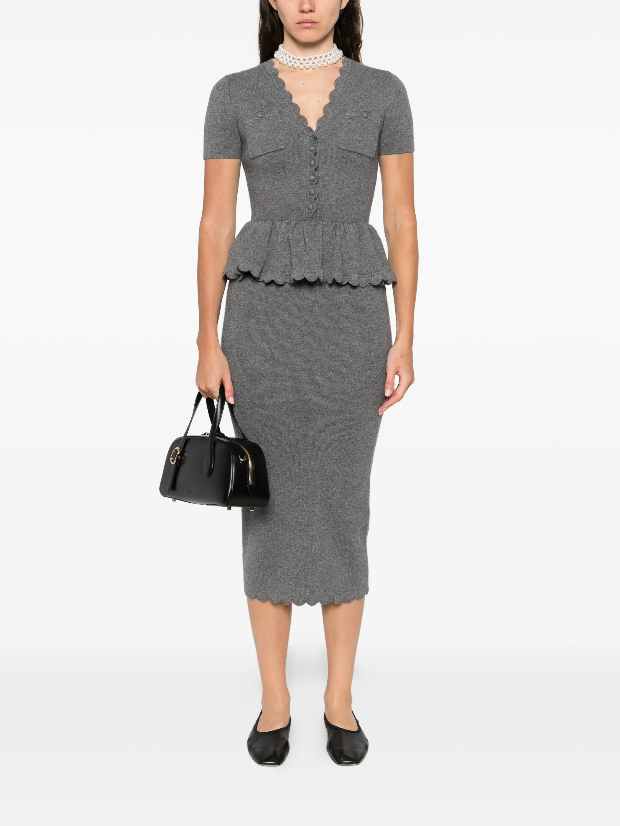 pocket peplum midi dress