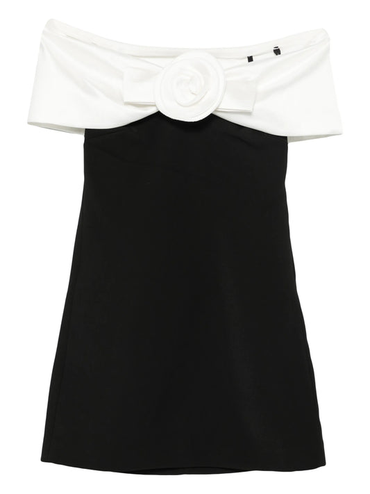 floral-appliqué mini dress