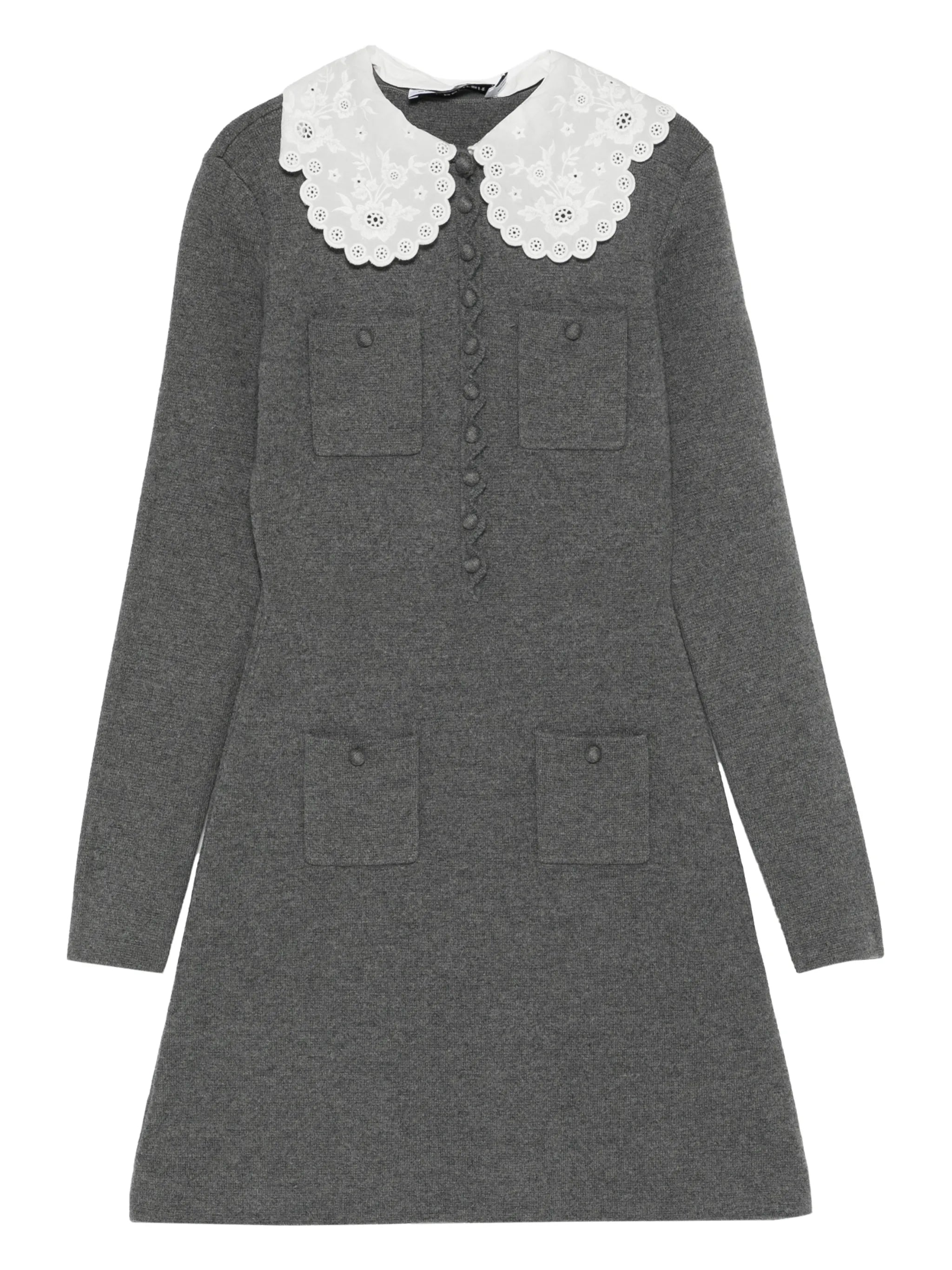 lace collar pocket mini dress