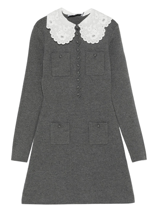 lace collar pocket mini dress