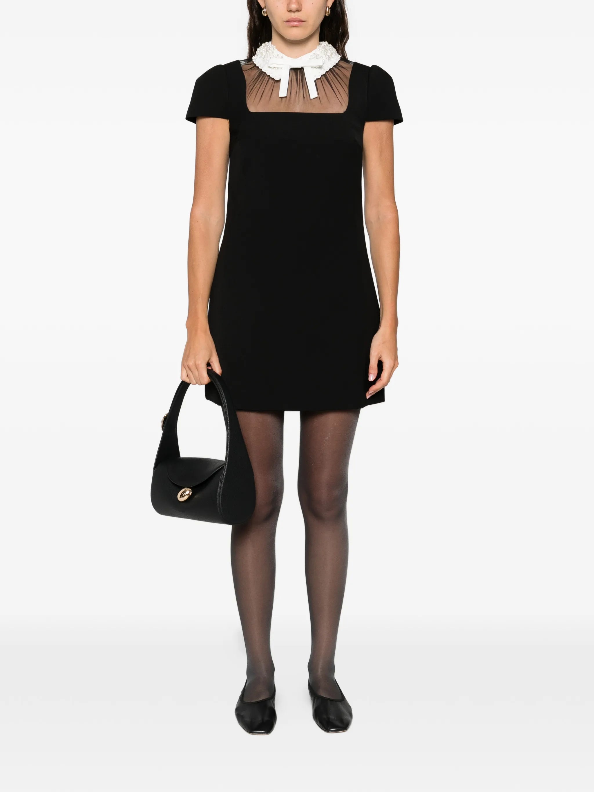 beaded collar mini dress