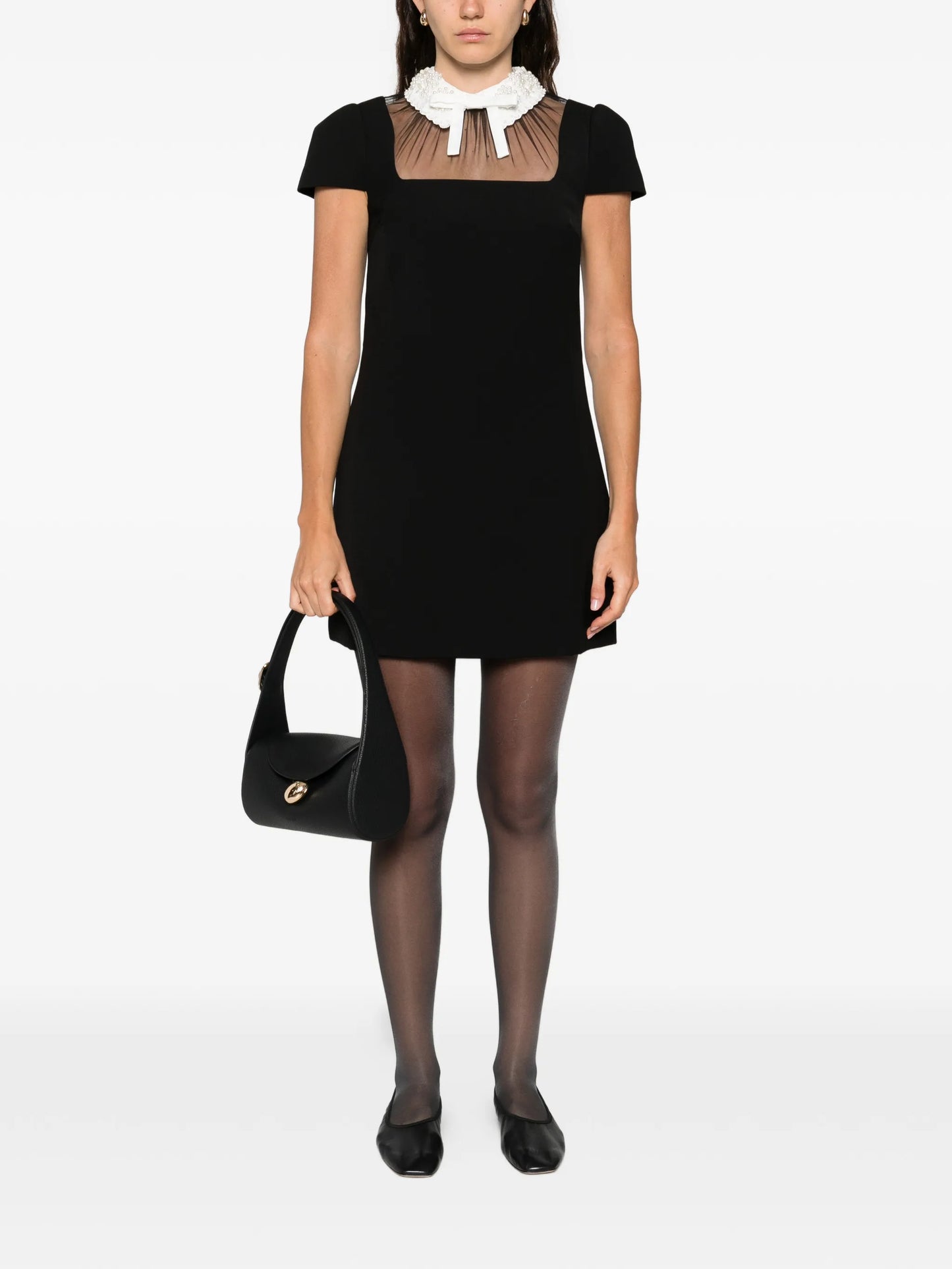 beaded collar mini dress