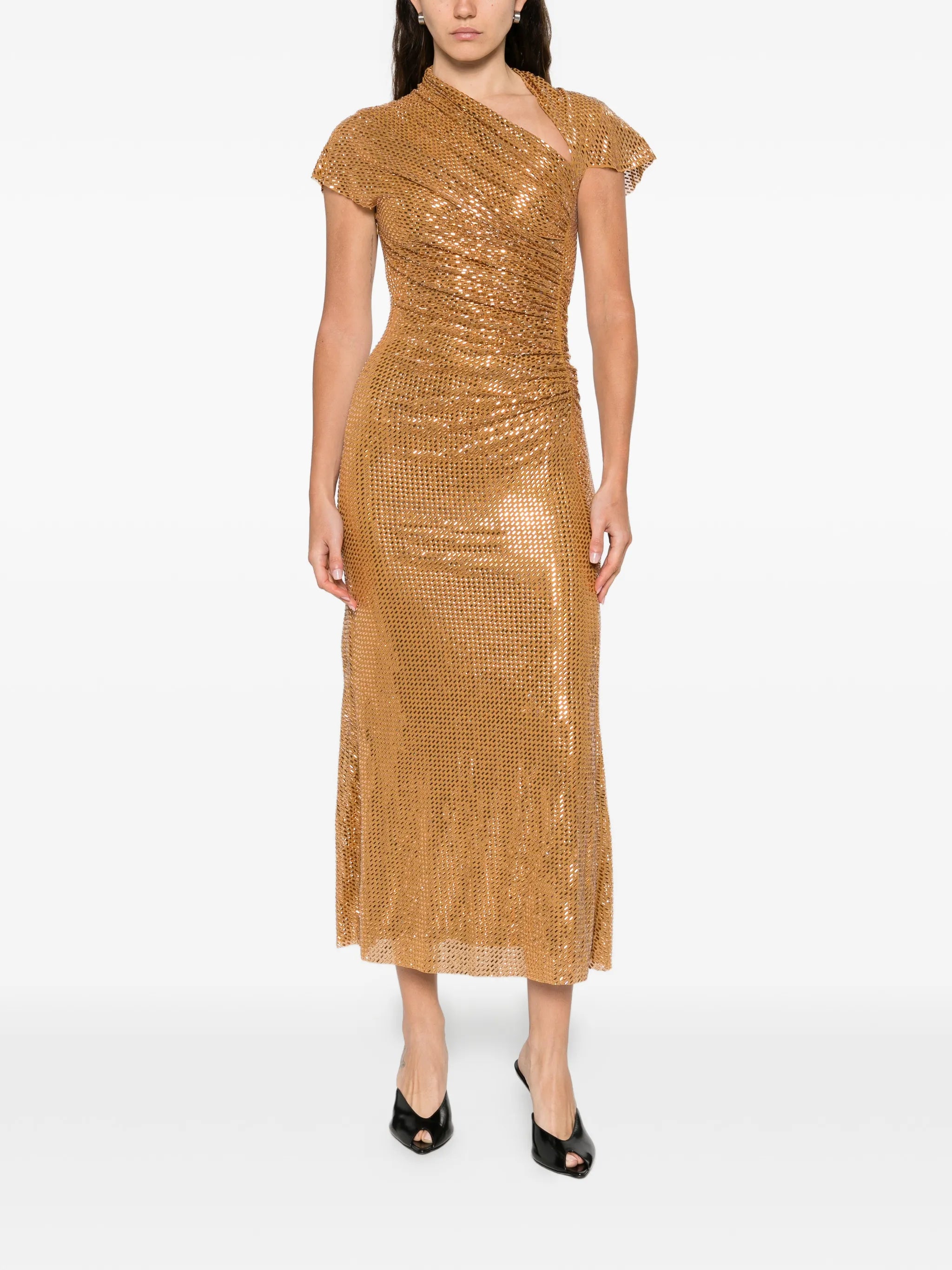 rhinestoned-embellished midi dress