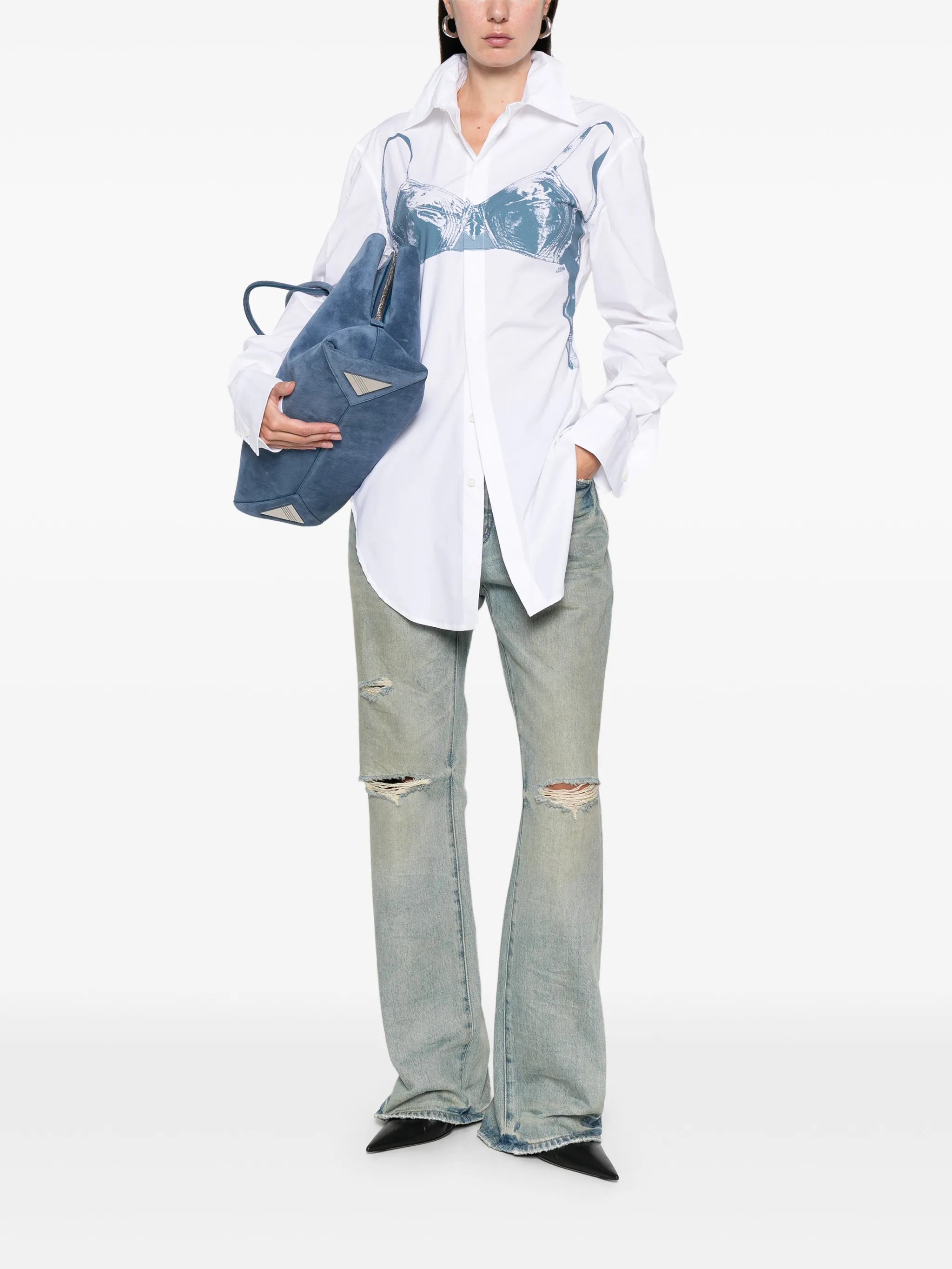 Bra-print cotton shirt