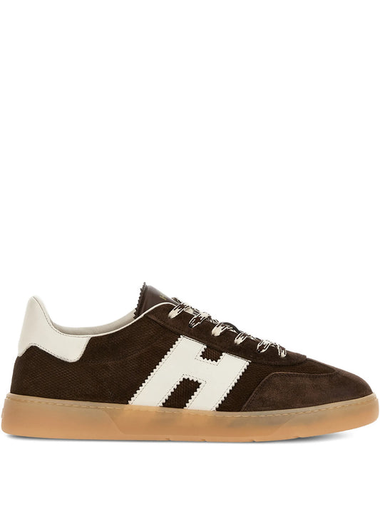 textured logo-appliqué sneakers