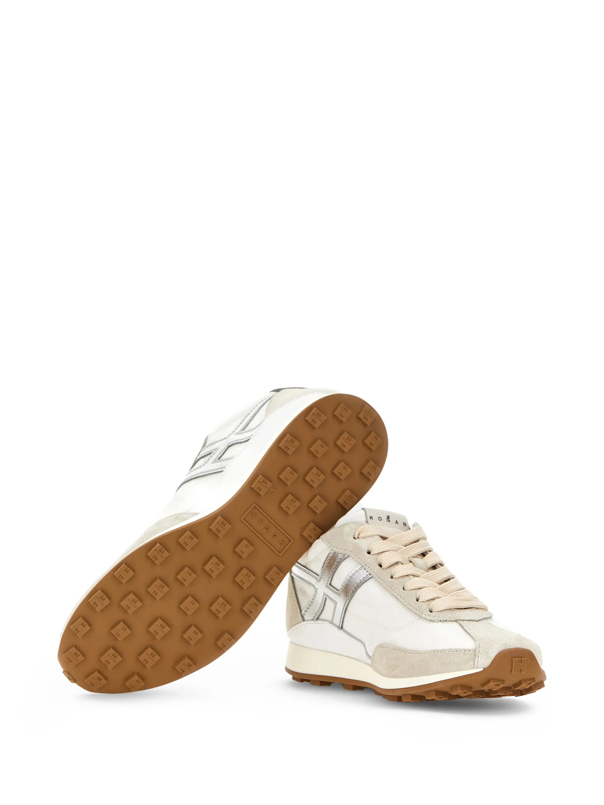 Athletic metallic-logo sneakers