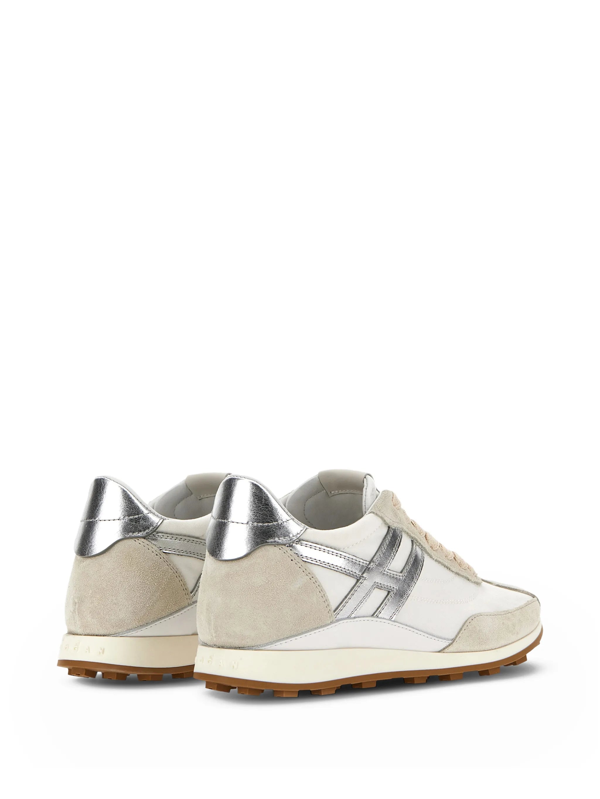 Athletic metallic-logo sneakers