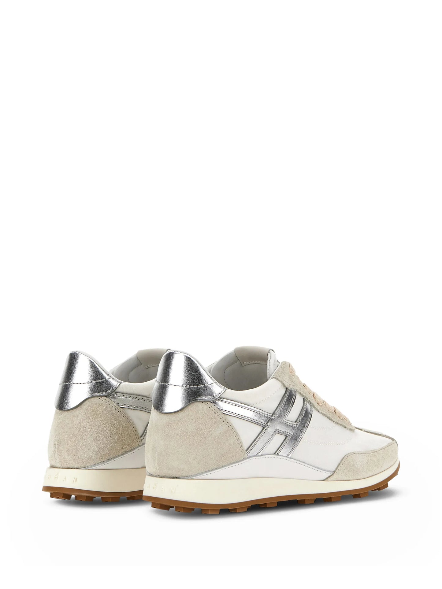Athletic metallic-logo sneakers