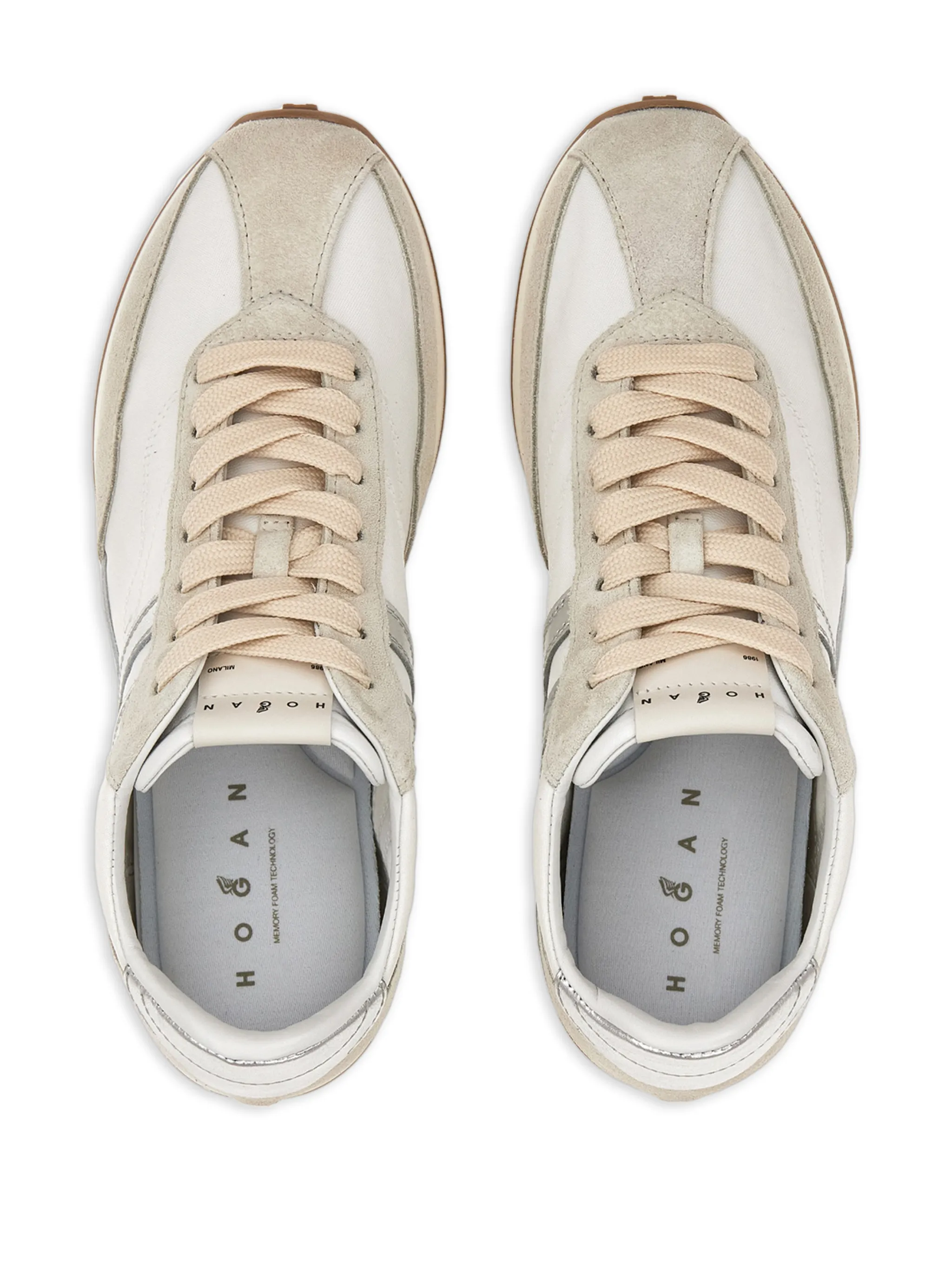 Athletic metallic-logo sneakers