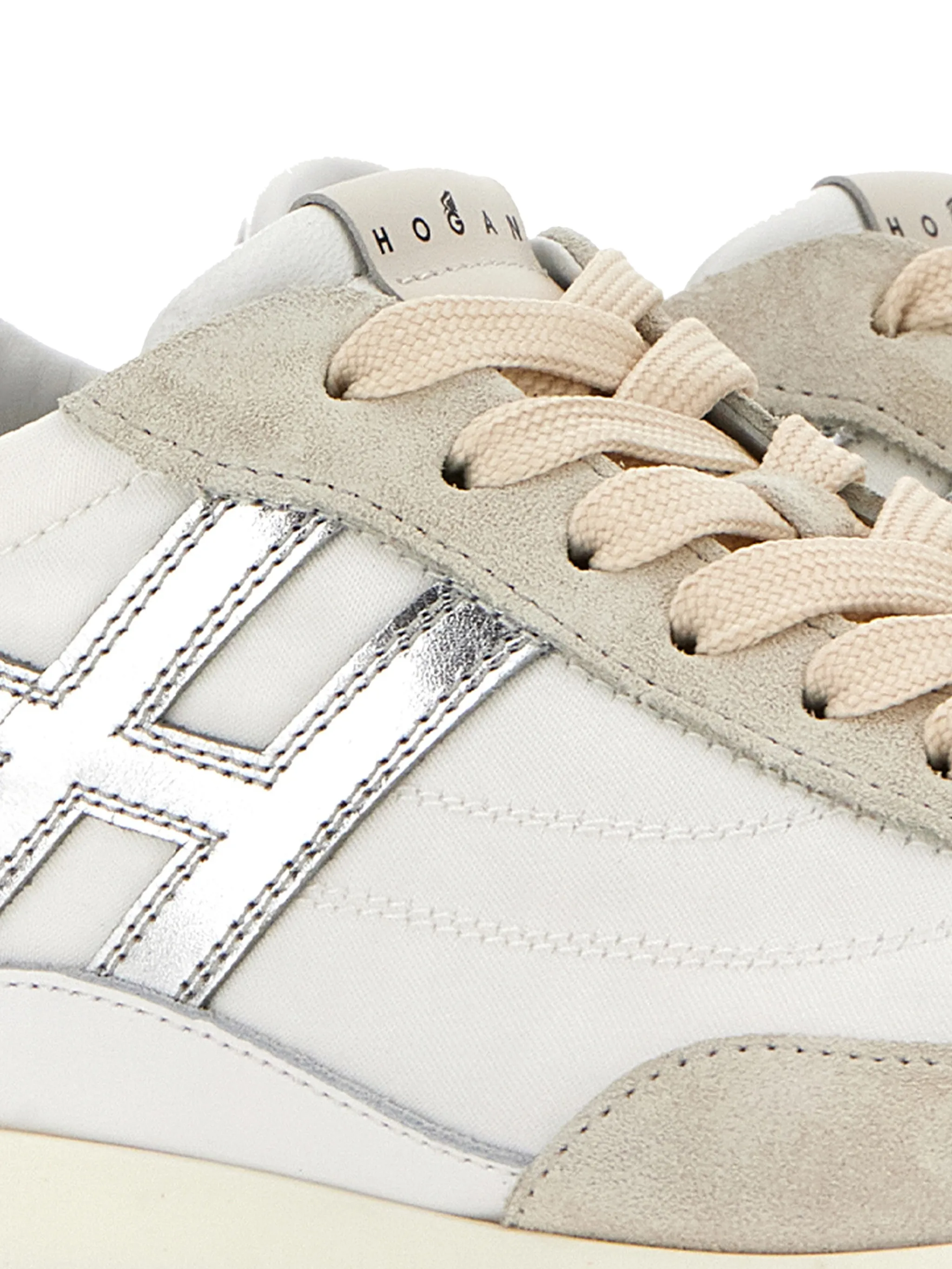 Athletic metallic-logo sneakers
