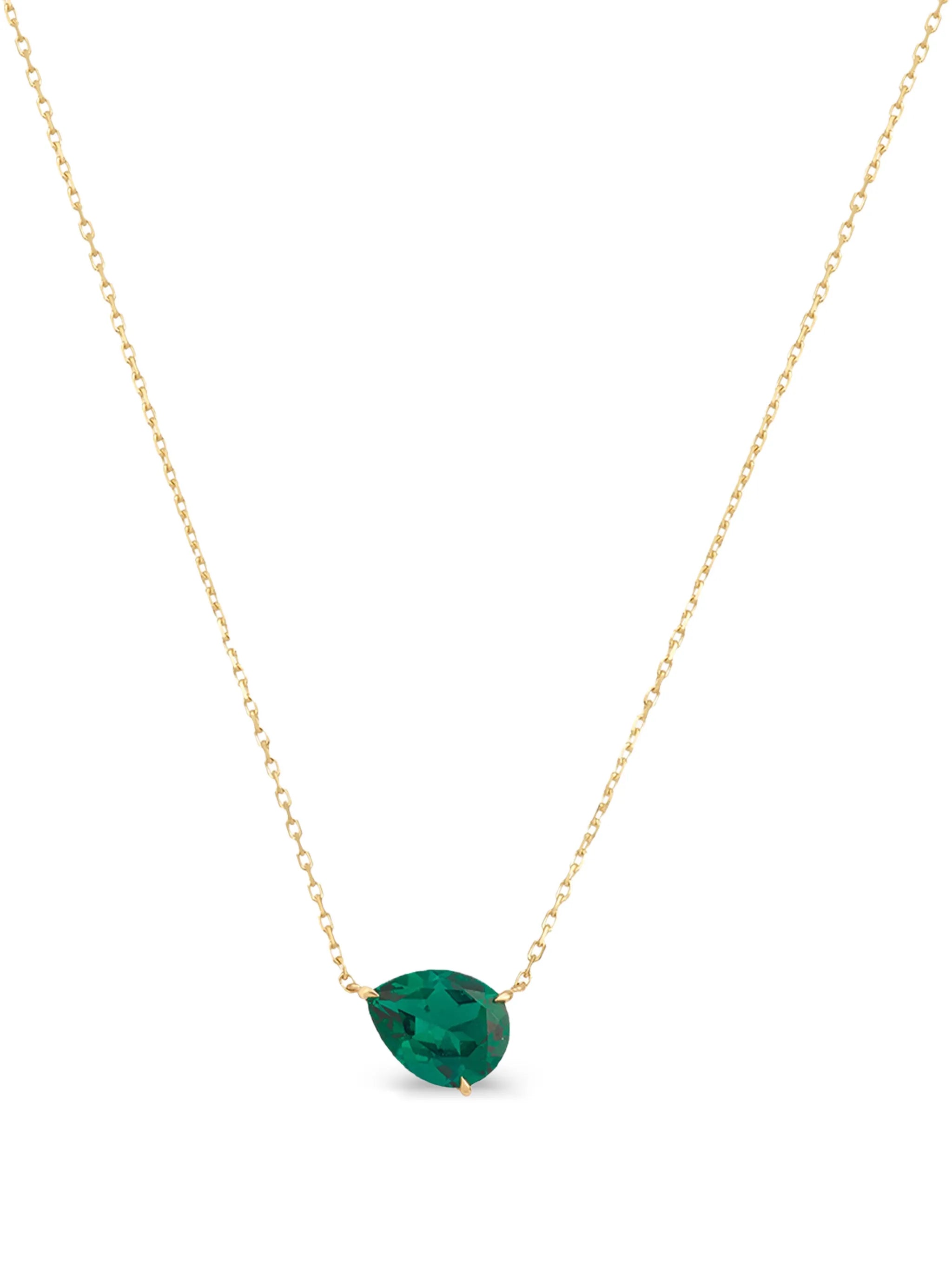9CT yellow gold Iris emerald necklace