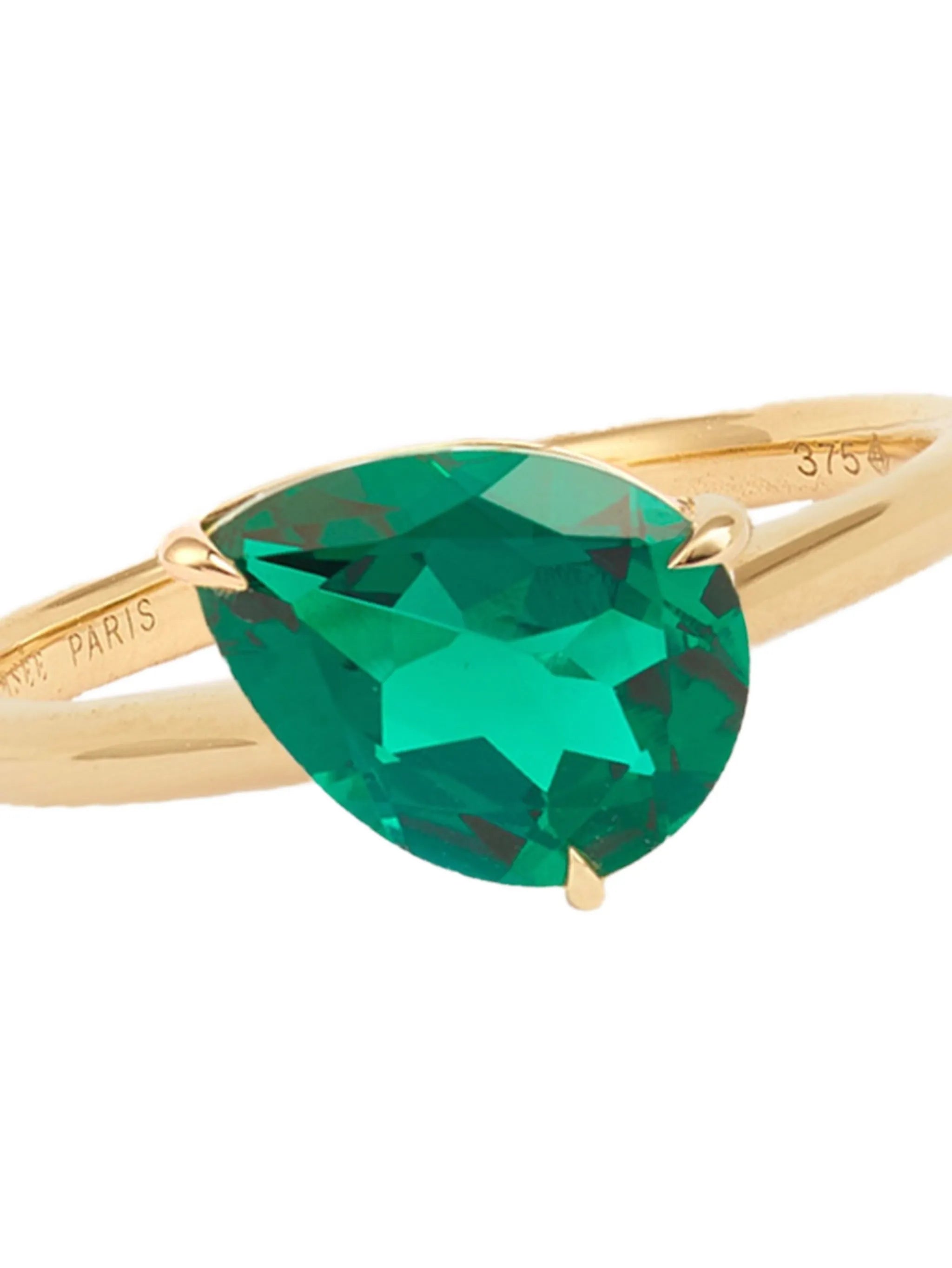 9CT yellow gold Iris emerald ring