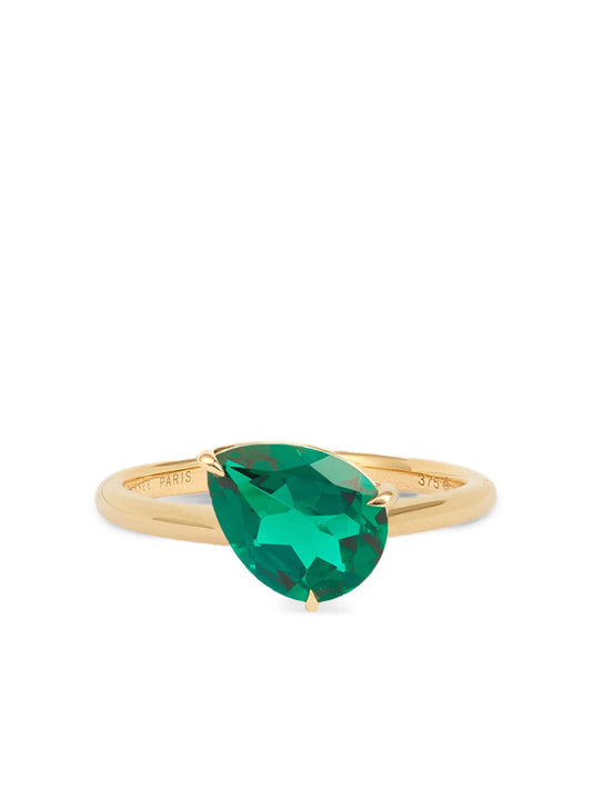 9CT yellow gold Iris emerald ring