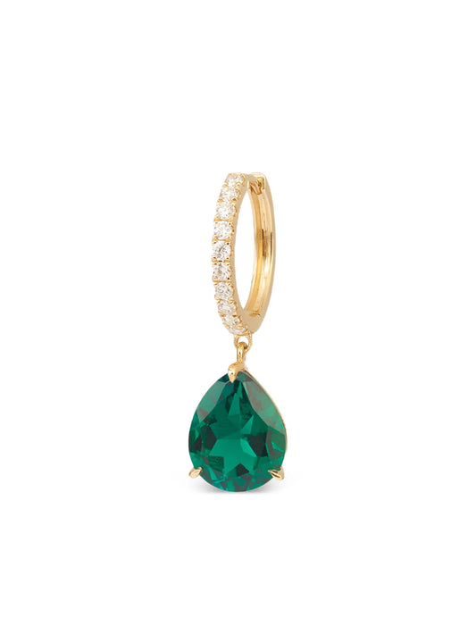 18CT yellow gold Iris emerald and diamond single earring