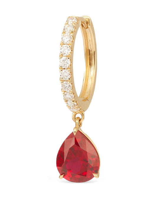 18K yellow gold Iris ruby and diamond single earring