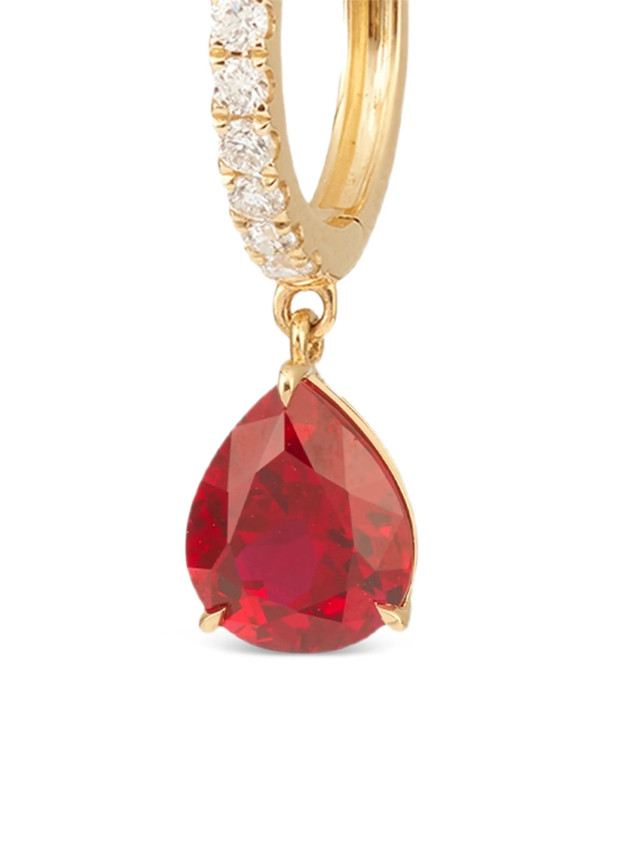 18CT yellow gold Iris ruby and diamond single earring