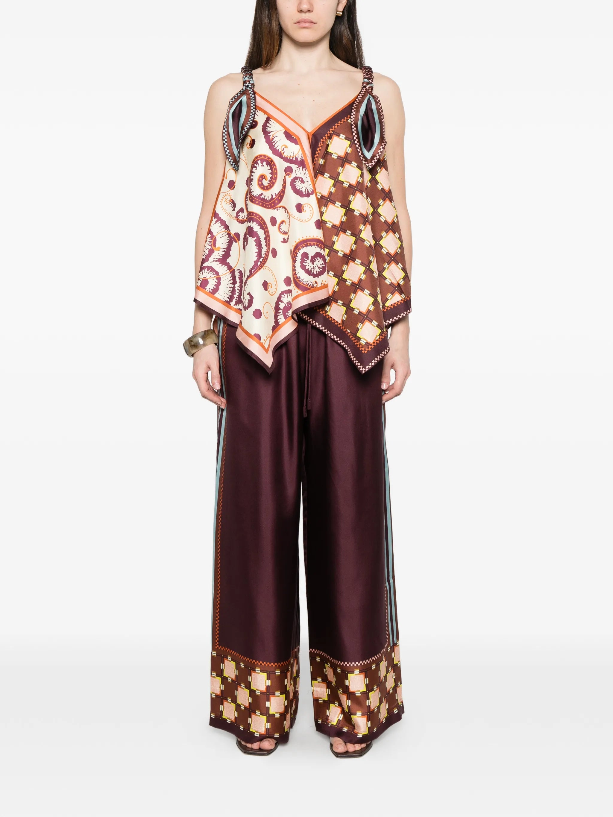 Wilson mixed-print handkerchief-hem top