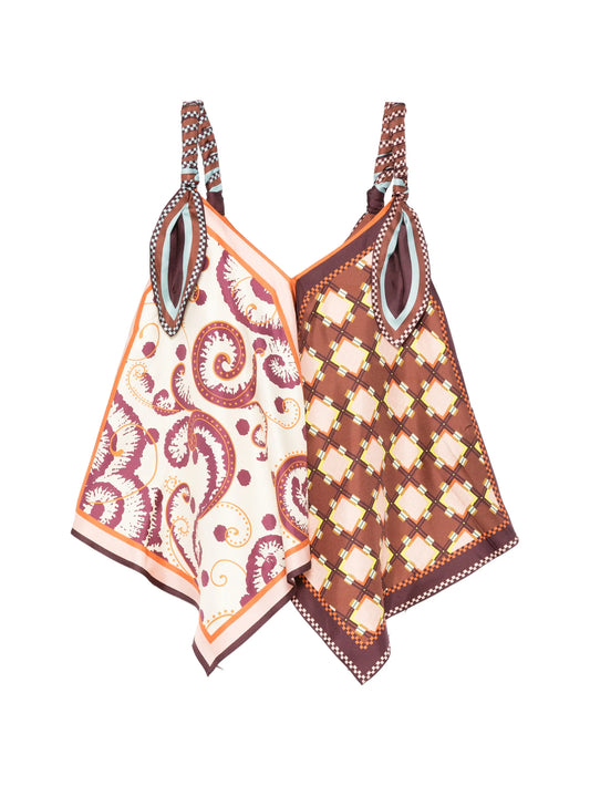 Wilson mixed-print handkerchief-hem top