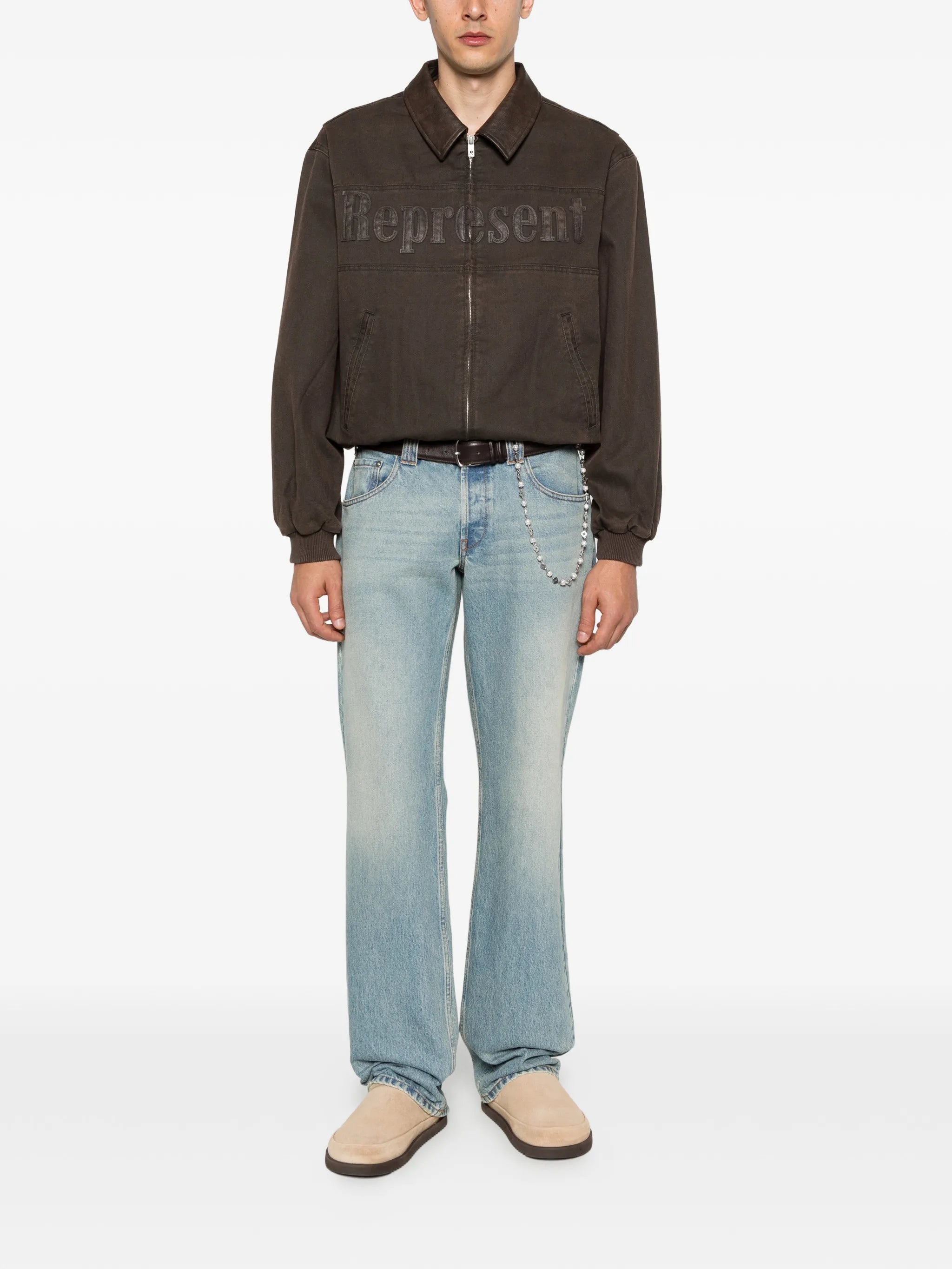 Roscoe logo collared bomber jacket