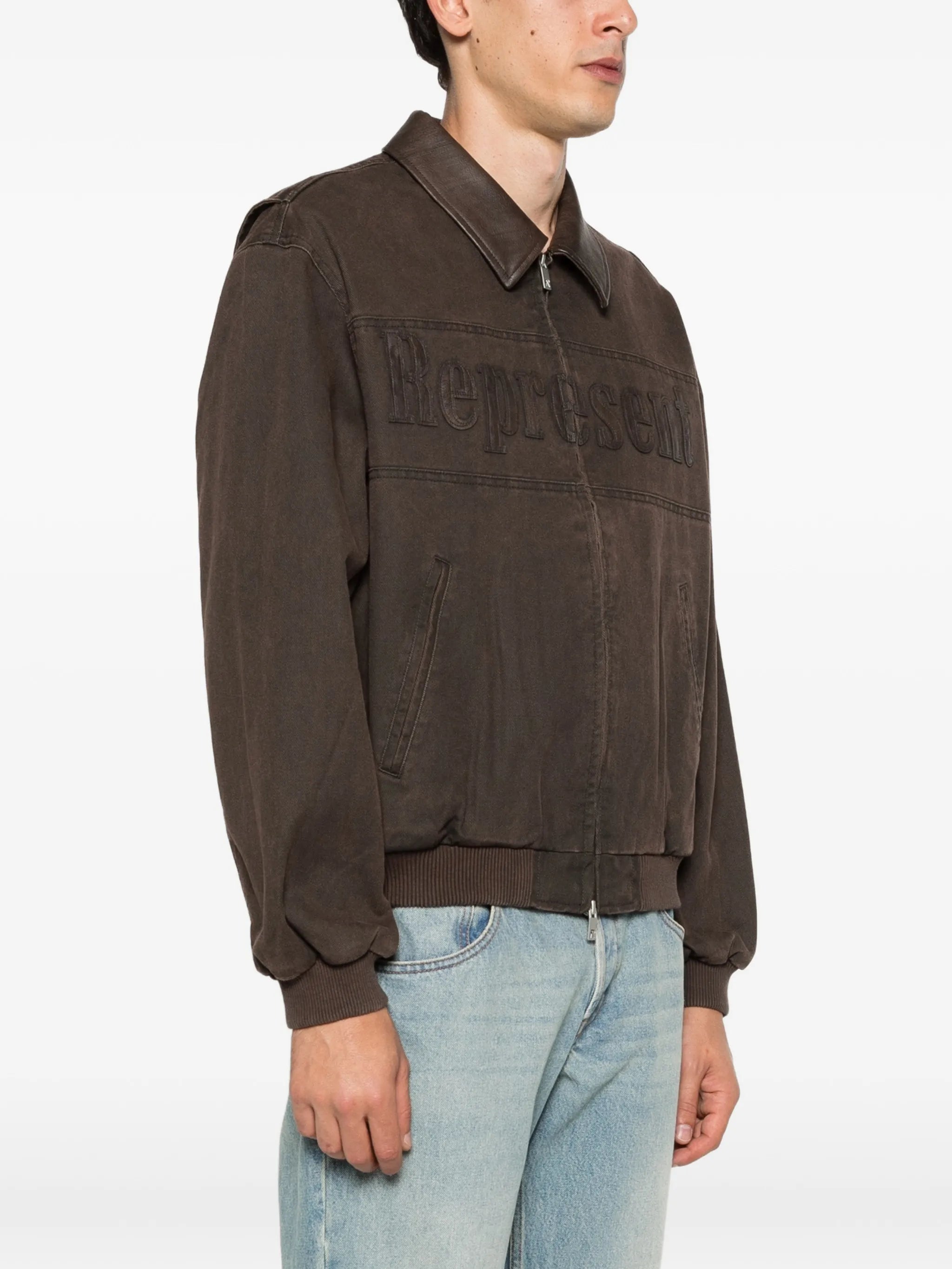 Roscoe logo collared bomber jacket