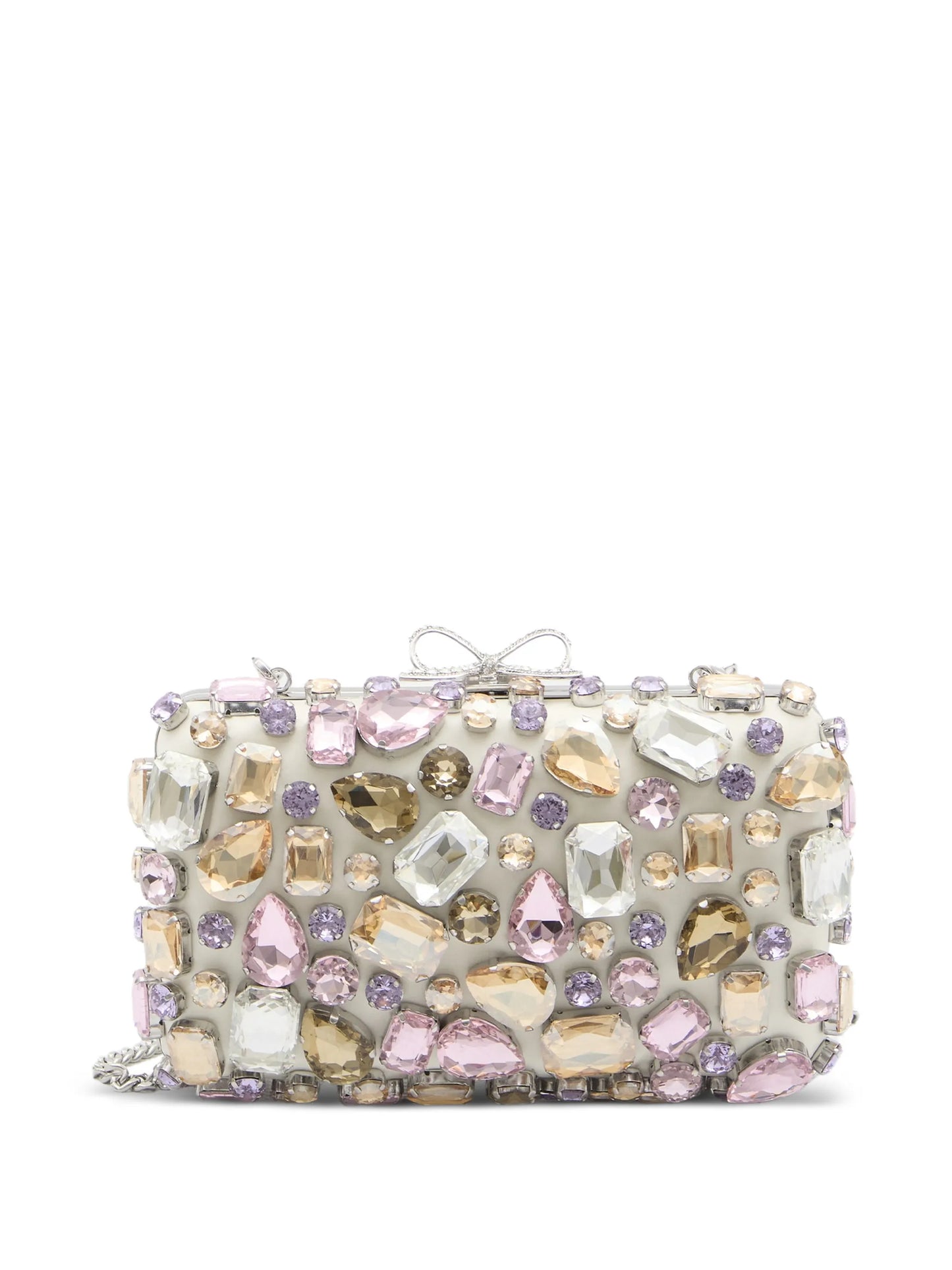 crystal embellished bow clutch