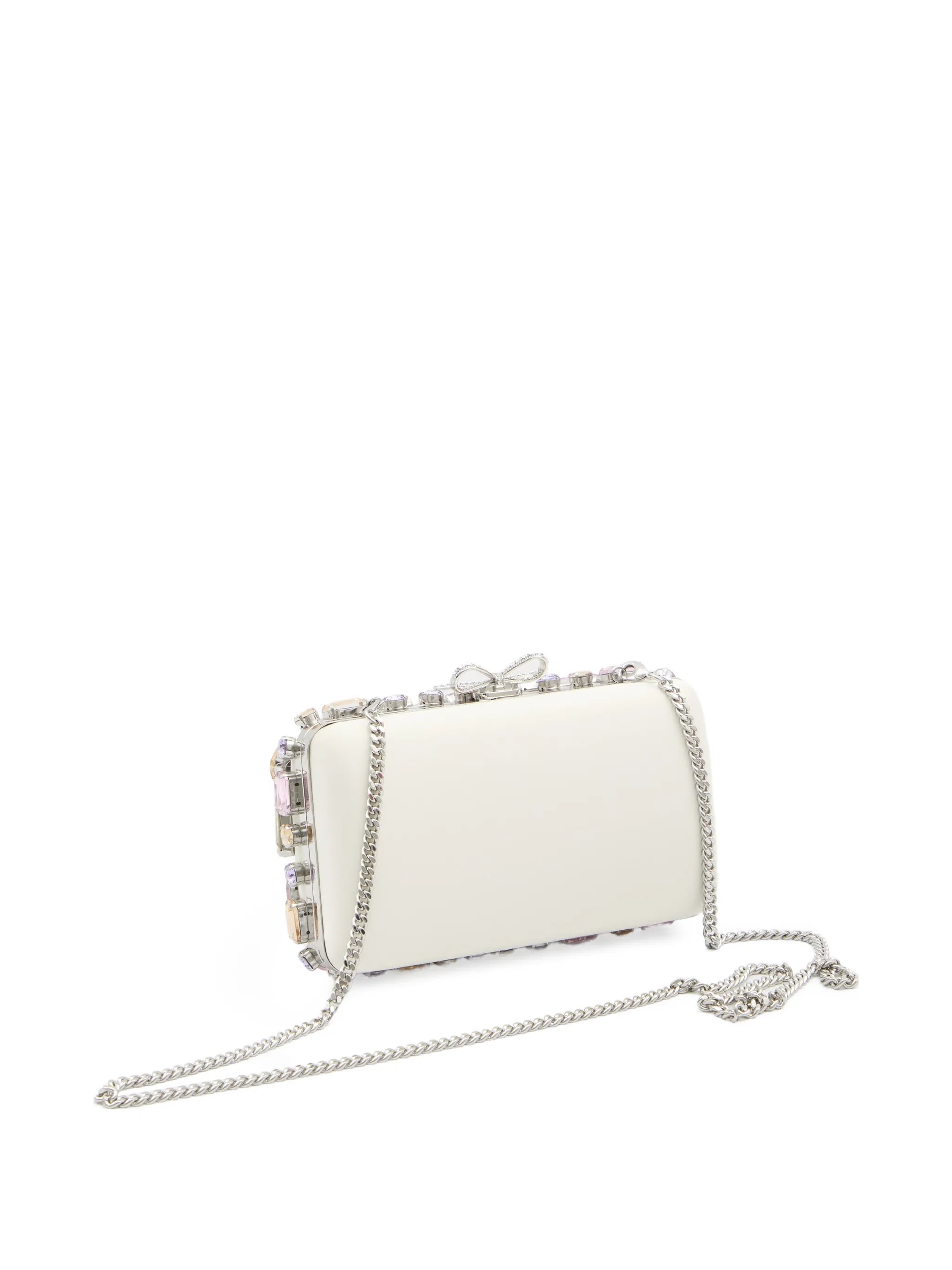 crystal embellished bow clutch