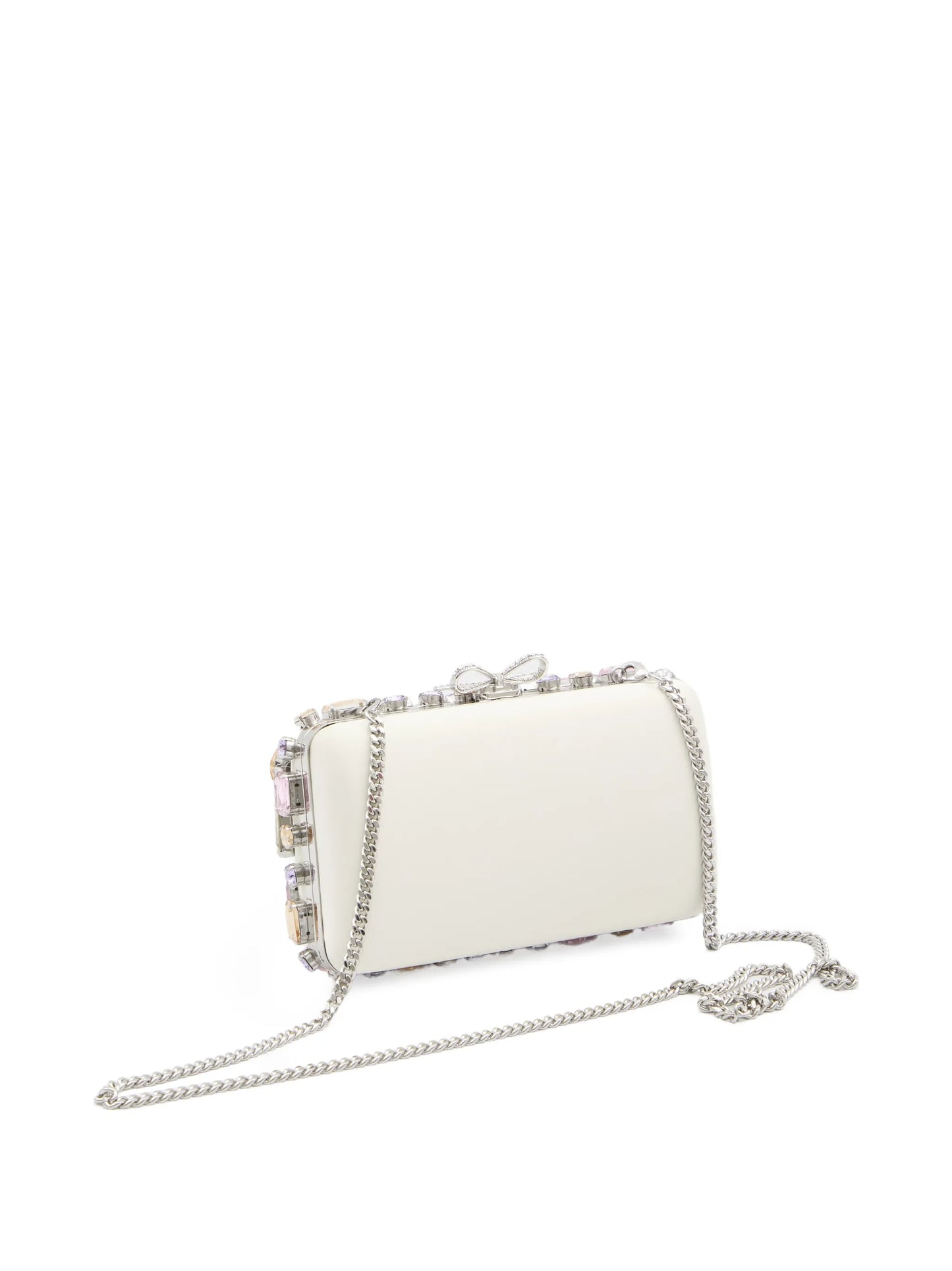crystal embellished bow clutch