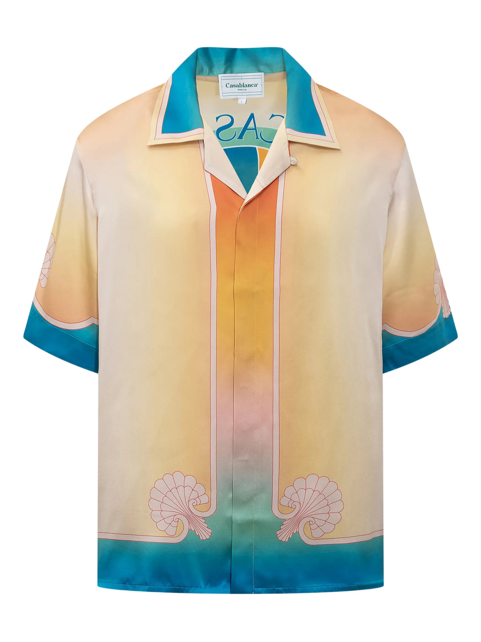 cuban-collar satin shirt