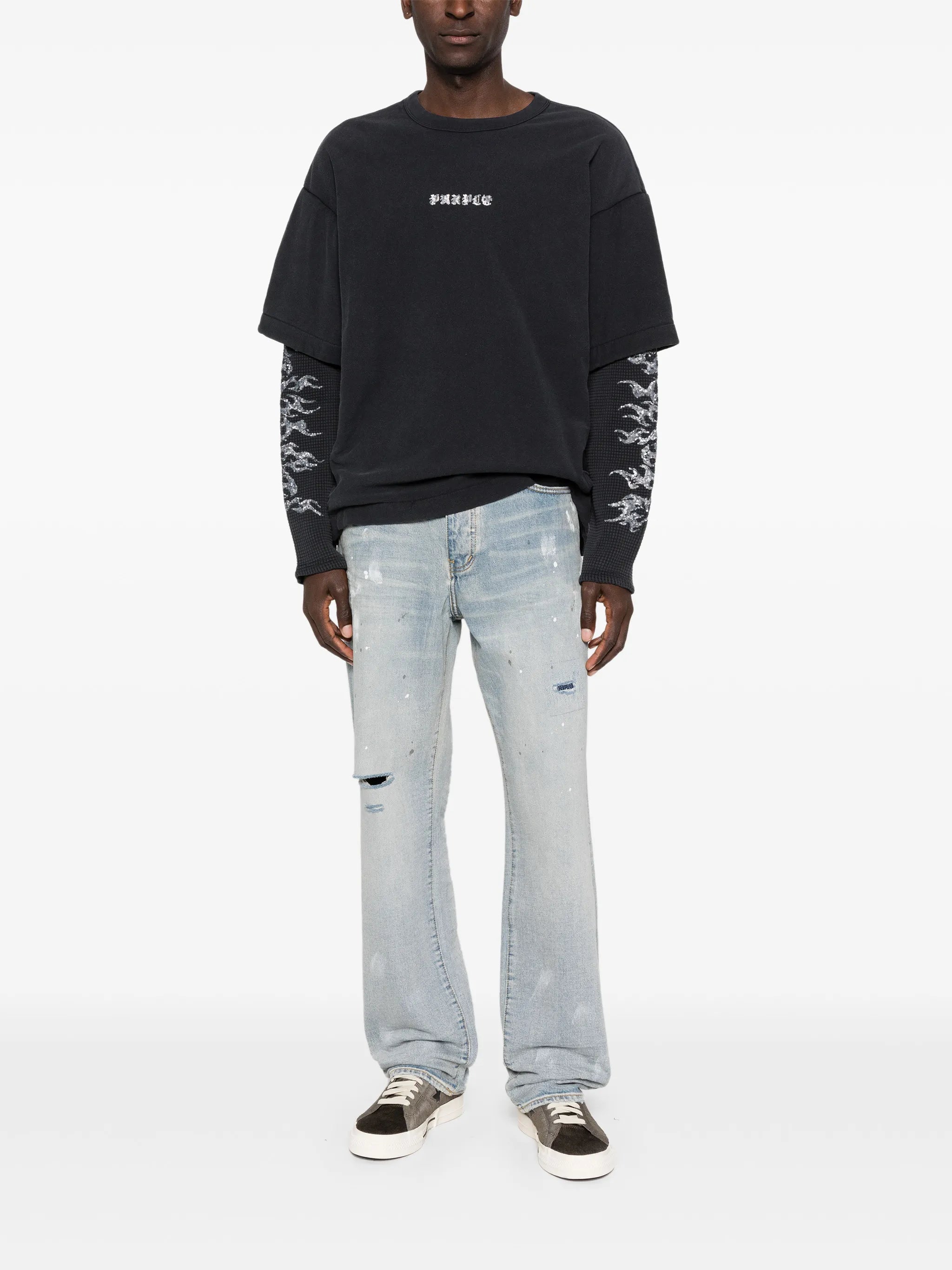 distressed-effect denim jeans