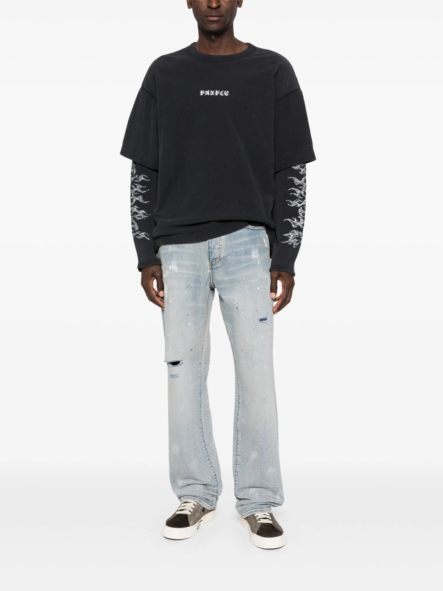 distressed-effect denim jeans