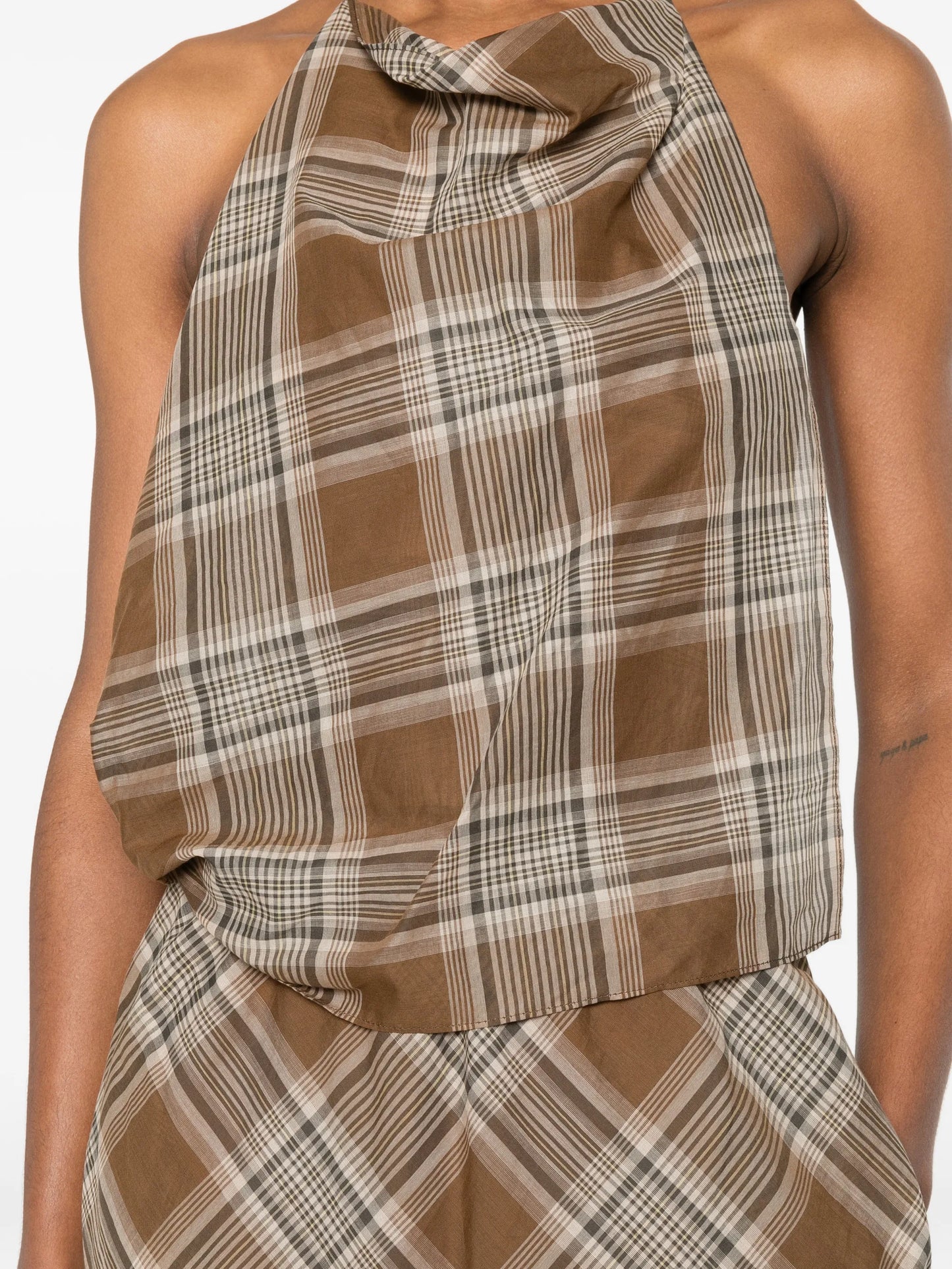 layered halterneck midi dress