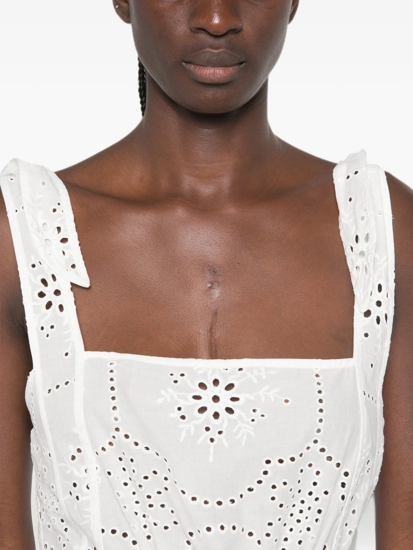 broderie-anglaise apron maxi dress