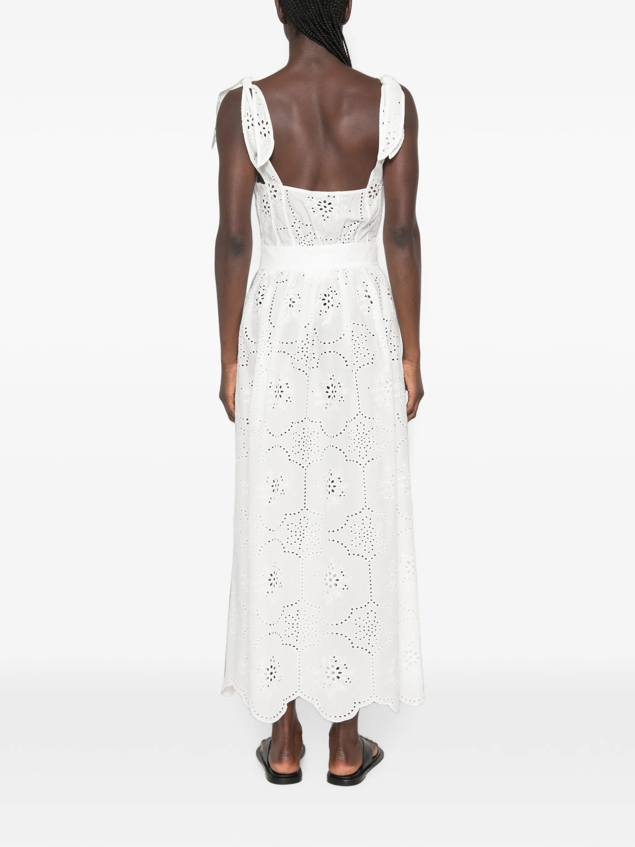 broderie-anglaise apron maxi dress
