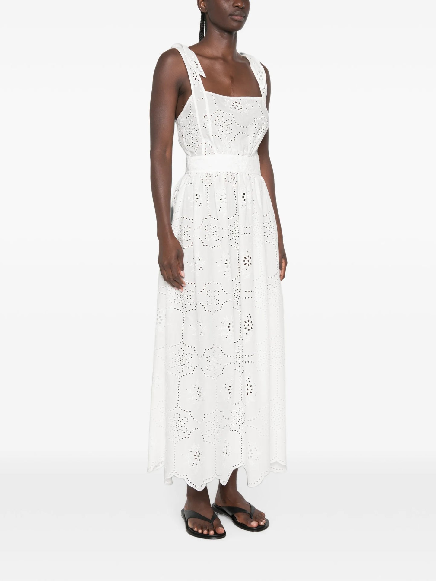broderie-anglaise apron maxi dress