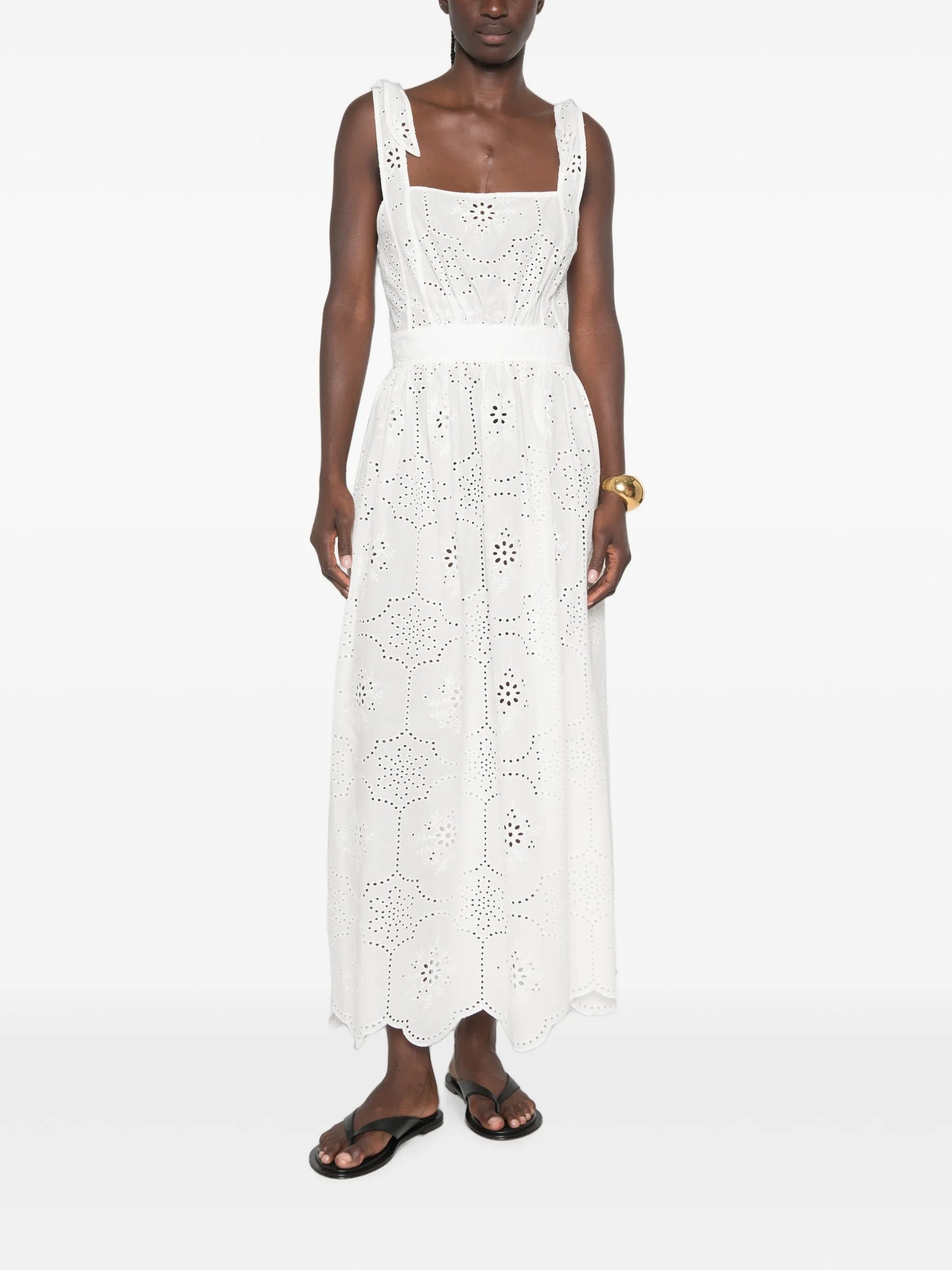 broderie-anglaise apron maxi dress