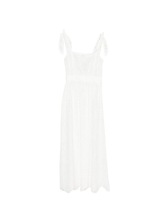 broderie-anglaise apron maxi dress
