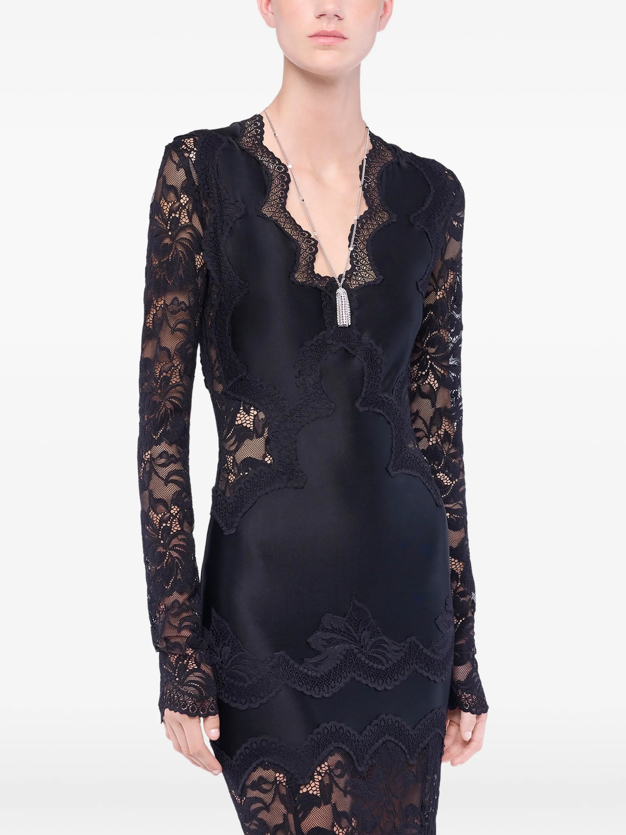 long-sleeve lace maxi dress