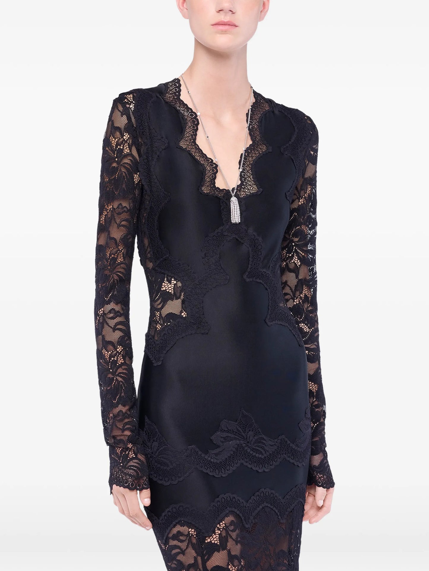 long-sleeve lace maxi dress