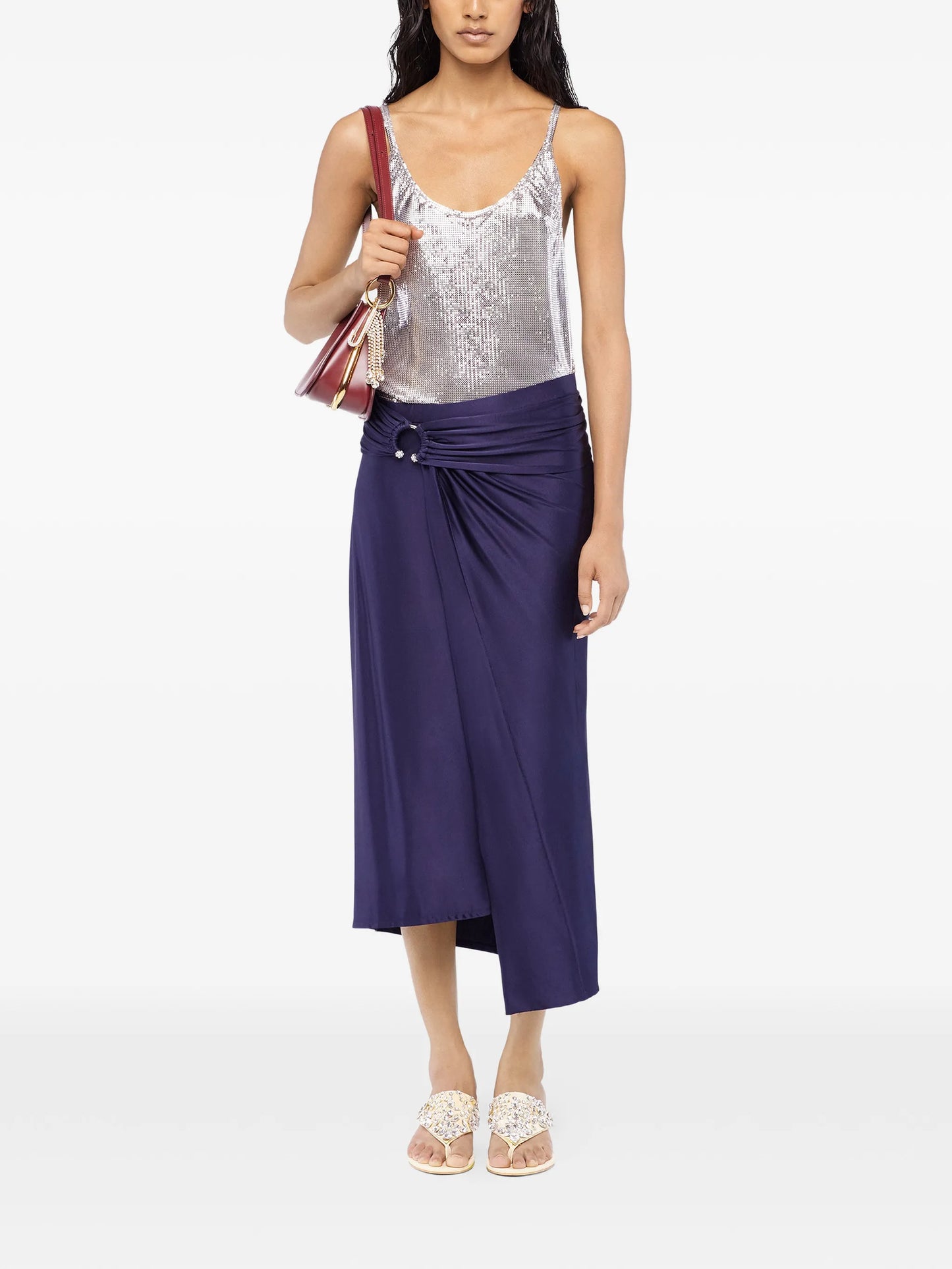 midi piercing jersey skirt