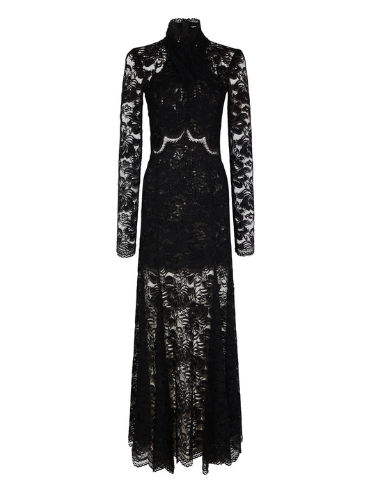 maxi long-sleeves lace dress